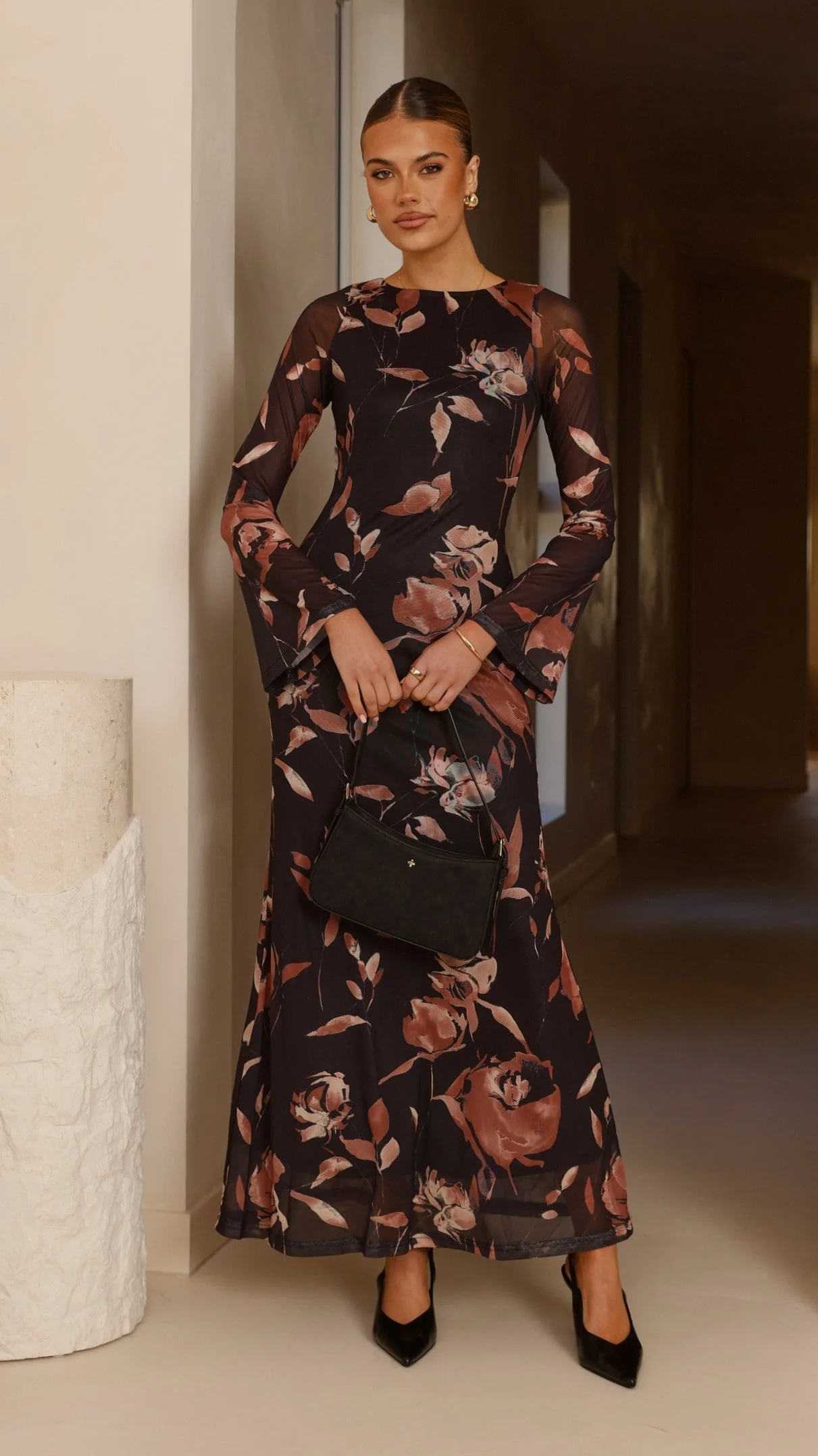 Koah Long Sleeve Maxi Dress - Flower Print
