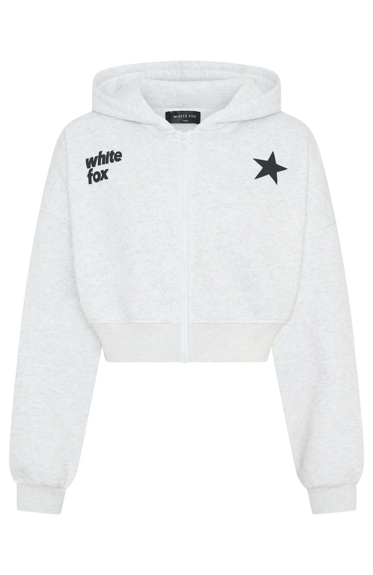 From The Archives Charli Cropped Zip Front Hoodie Grey Marle