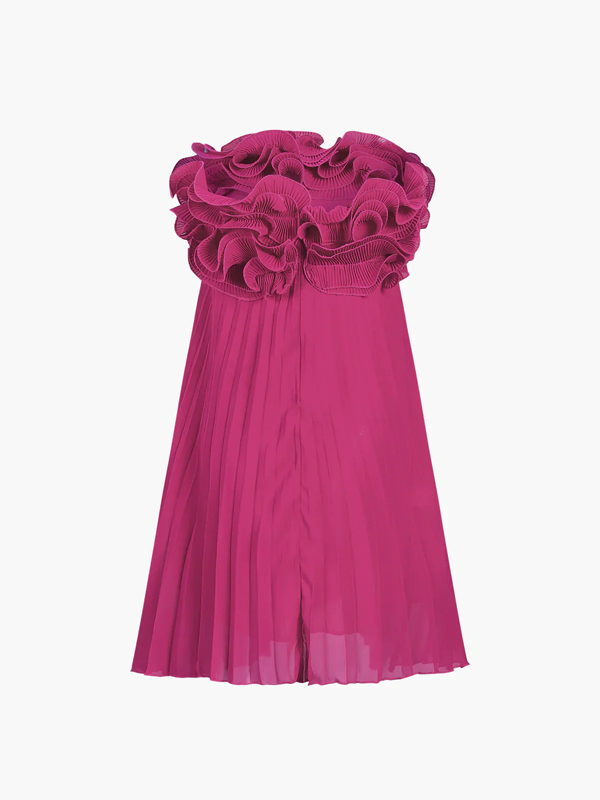 Mesh Rosette Tube Pleat Short Dress