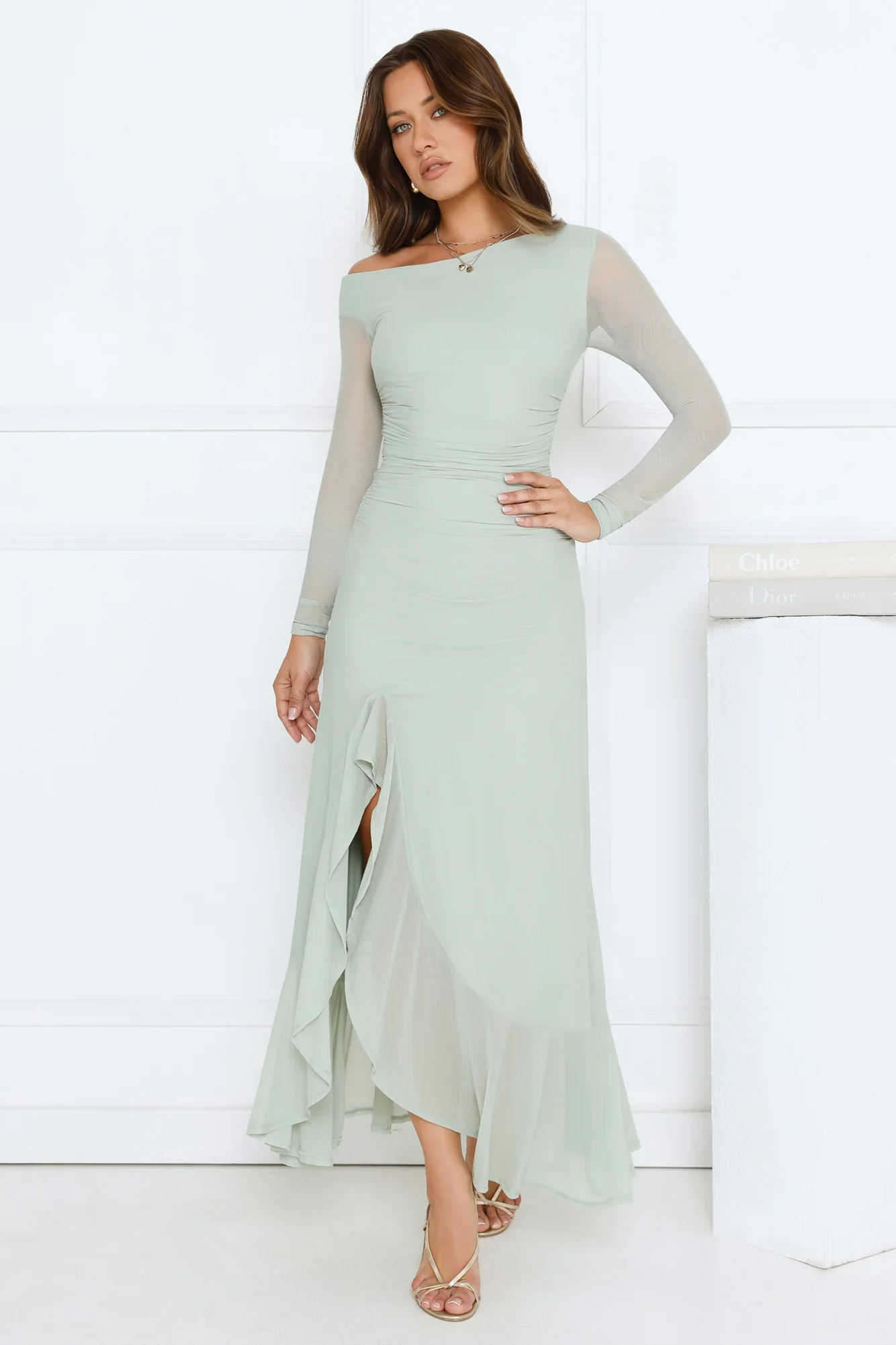 Darling At Dusk Long Sleeve Maxi Dress Sage