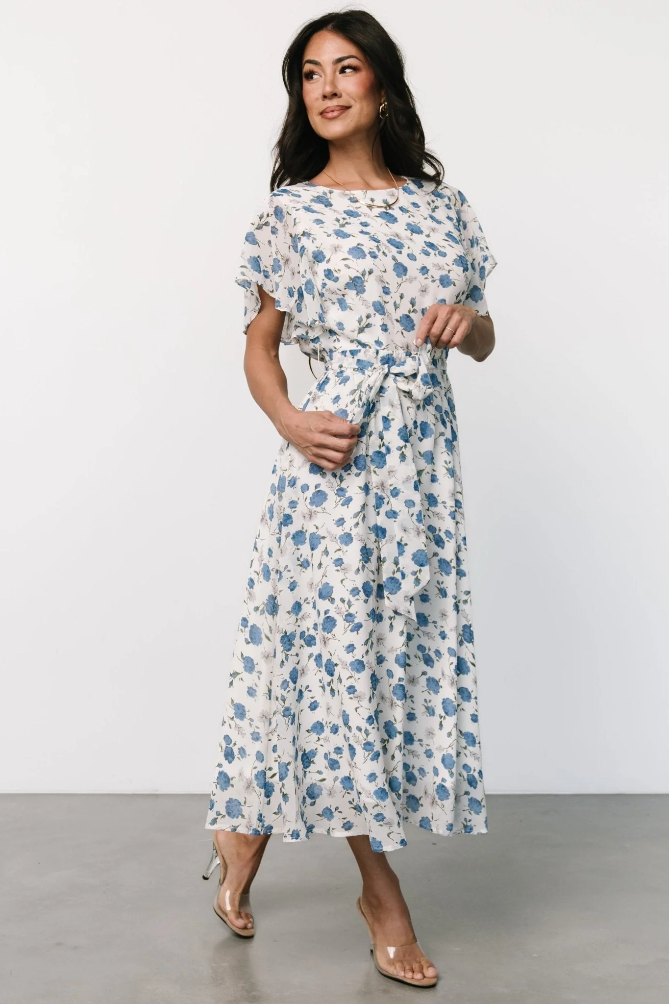 Laurel Midi Dress | Off-White + Blue Floral