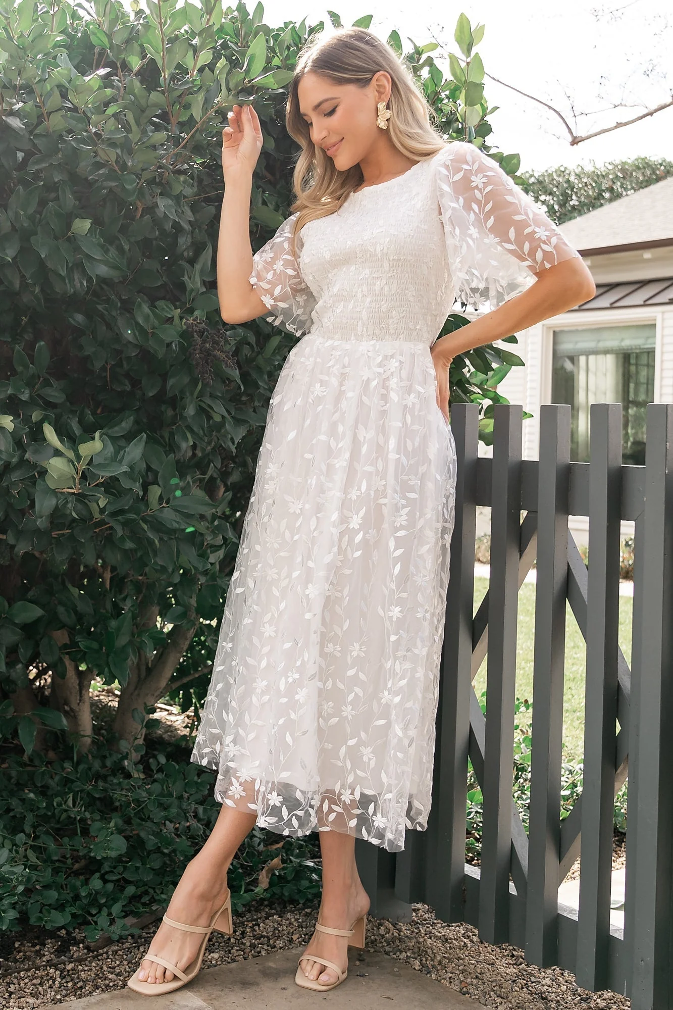 Kendra Embroidered Dress | White