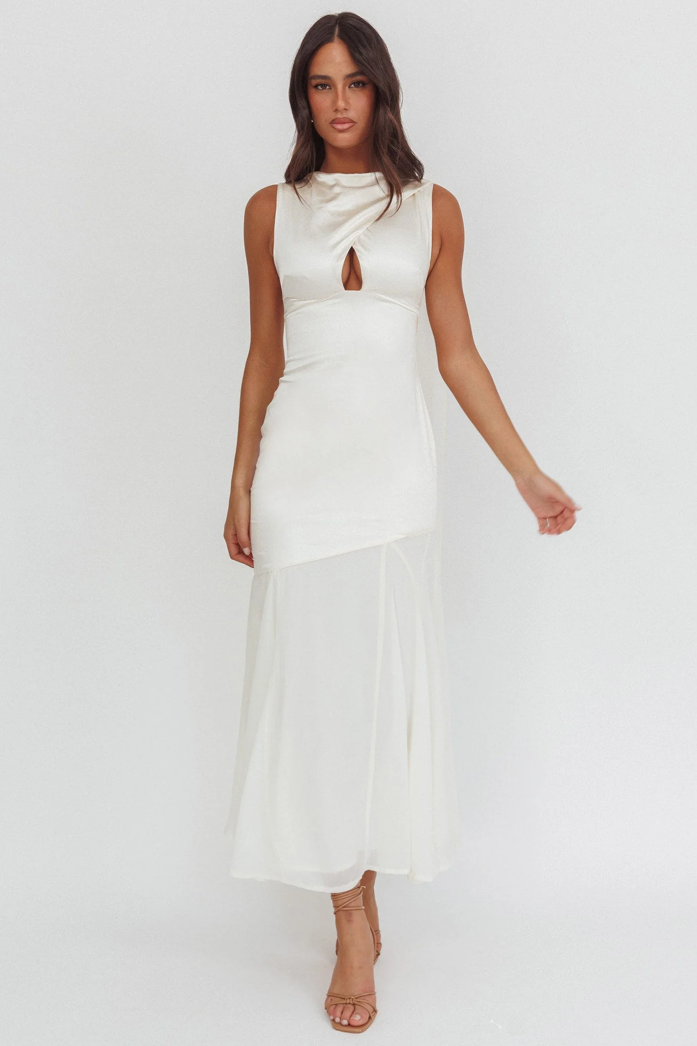 Meliza Keyhole Bust Maxi Dress Oyster