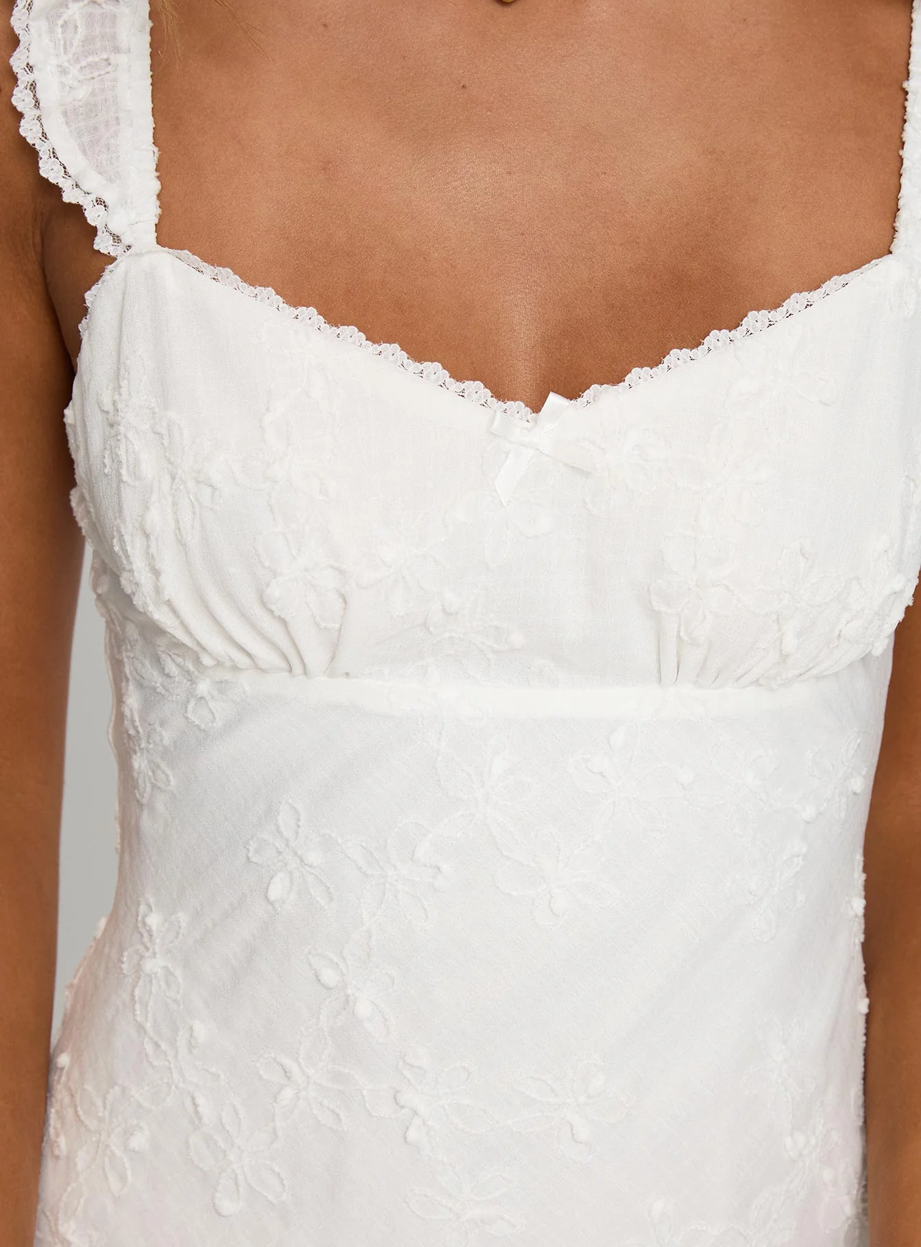 Beacall Embroidered Mini Dress White