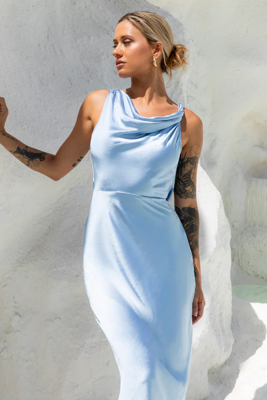 Moonlit Palms Satin Maxi Dress