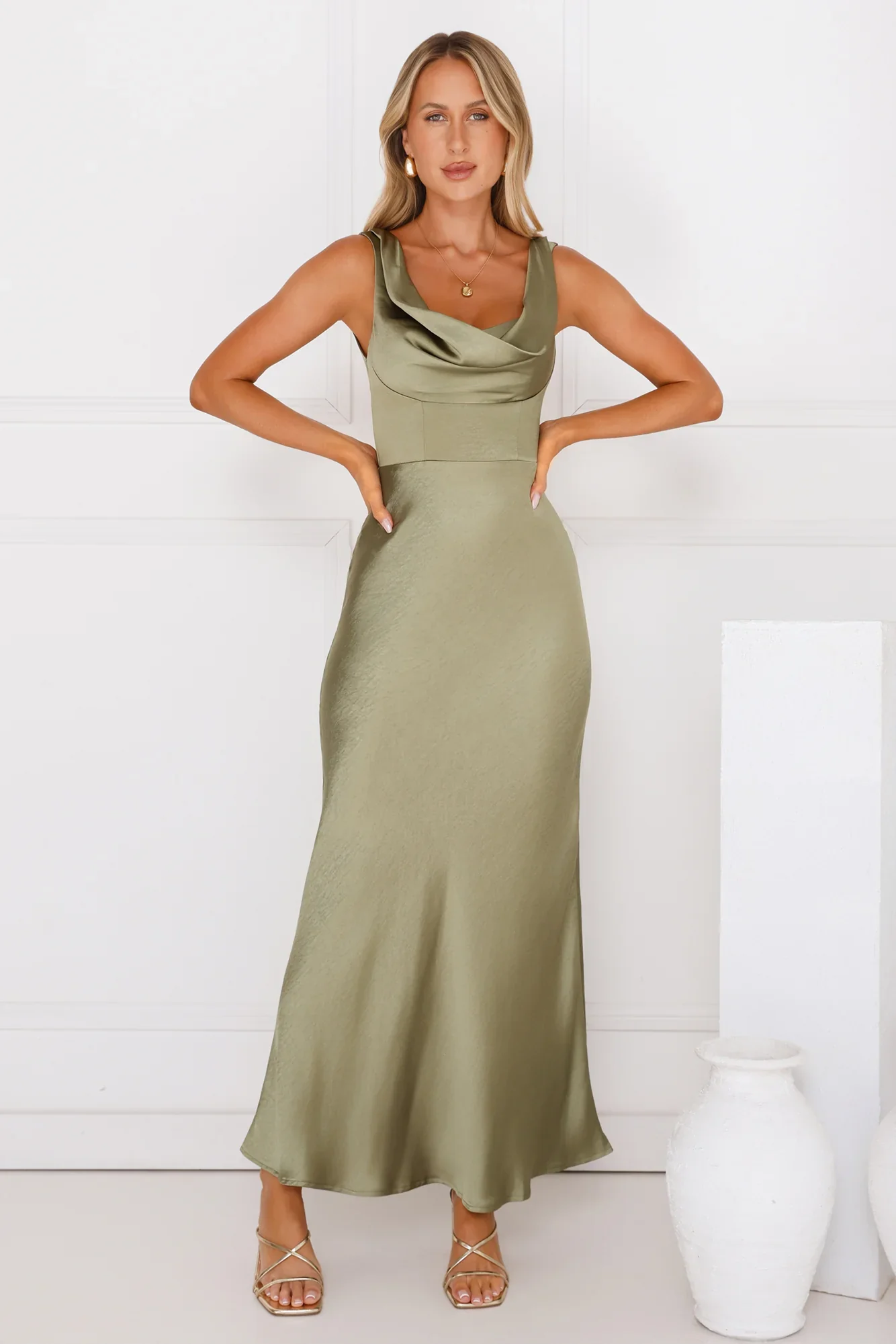 Crystal Luxe Satin Maxi Dress