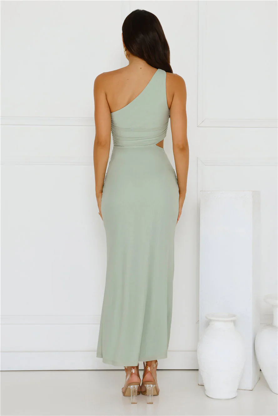 Style Capital One Shoulder Mesh Maxi Dress