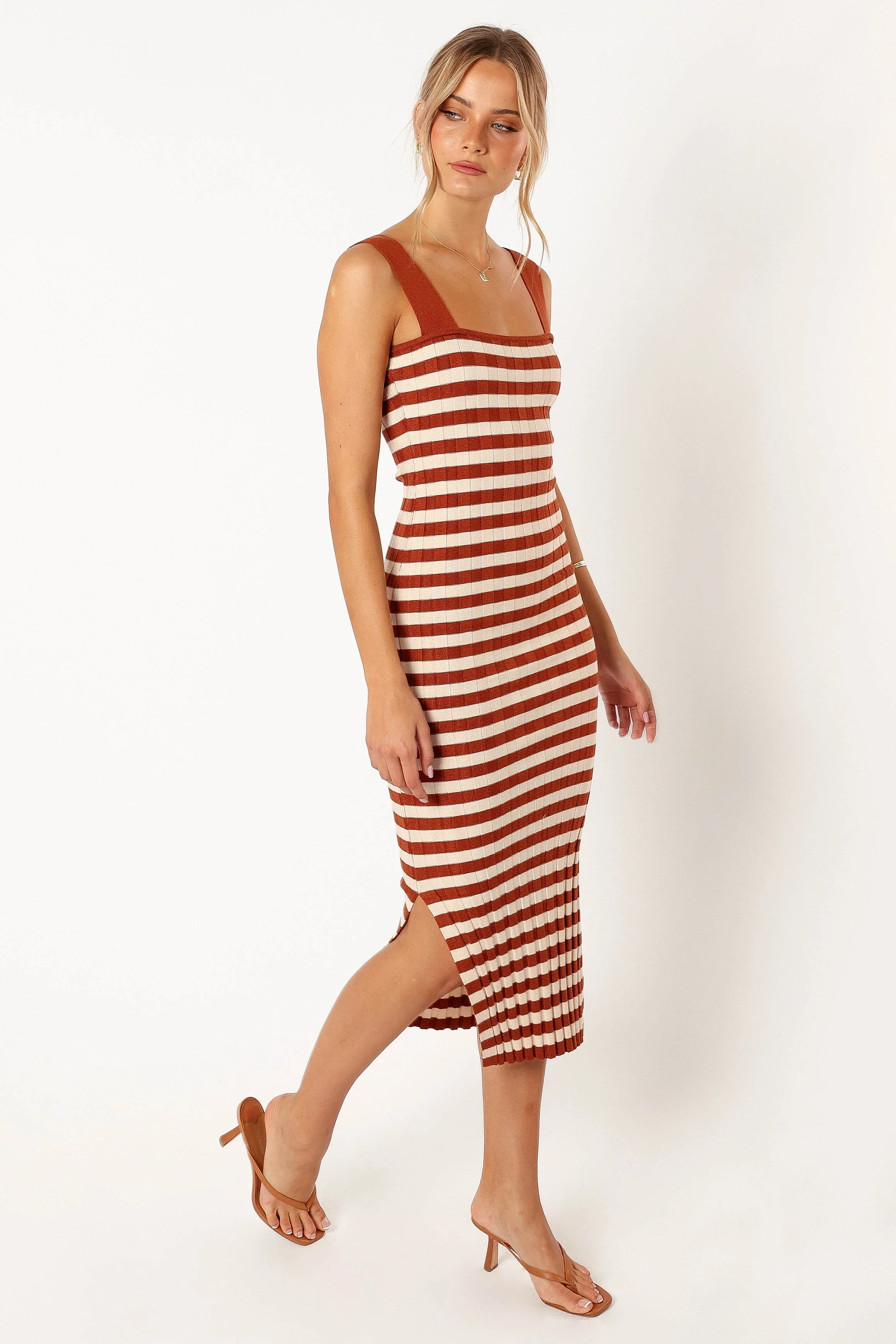 Ledger Midi Dress - Tan Stripe