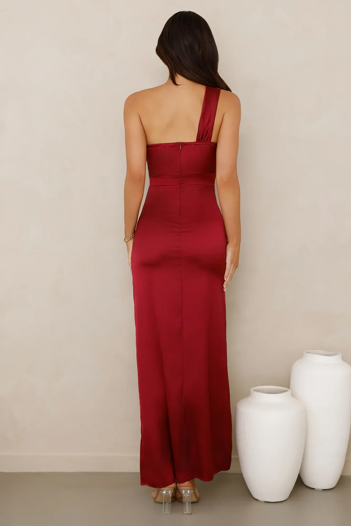 Strong Desire Satin One Shoulder Maxi Dress