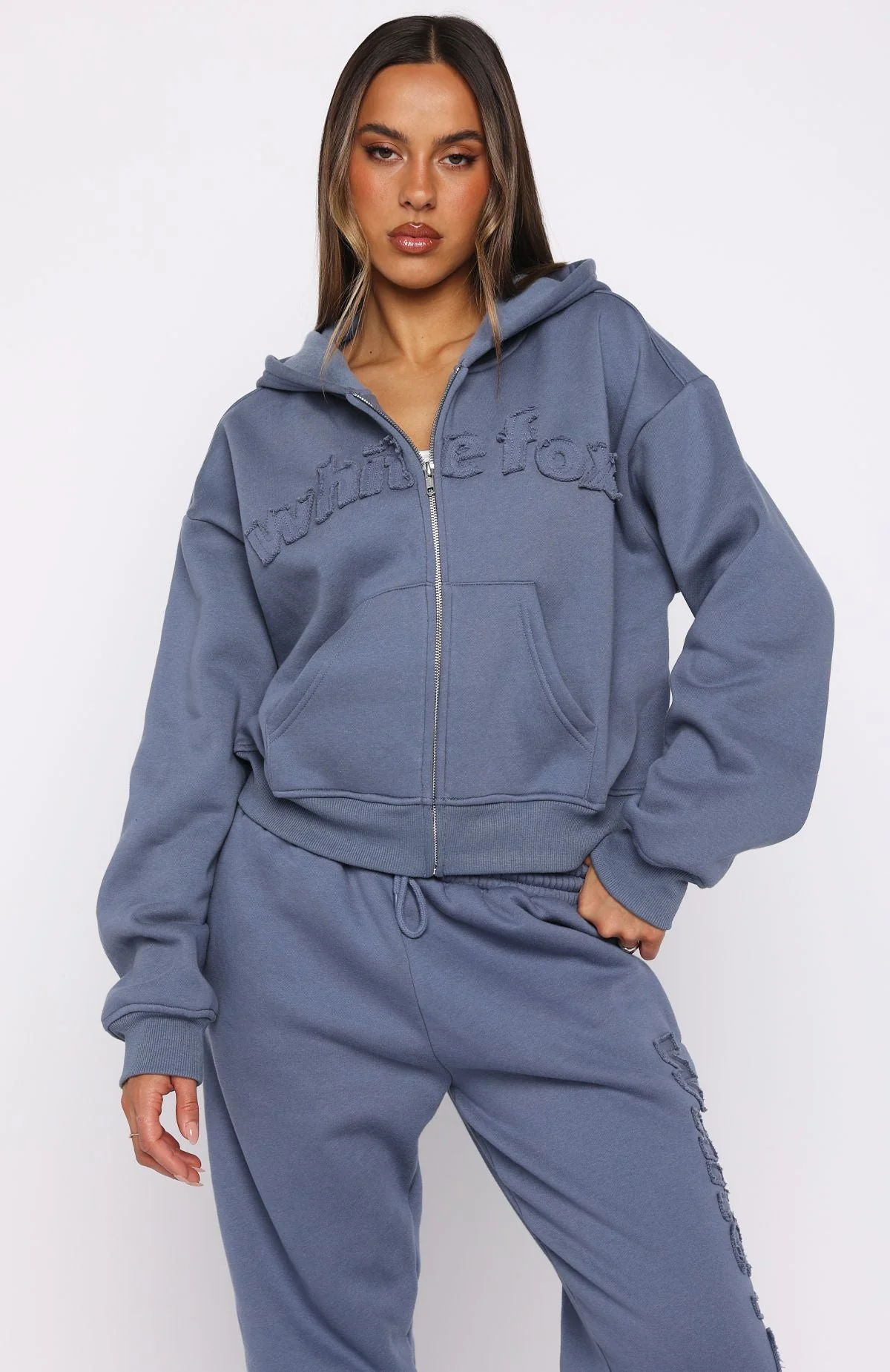 From The Archives Lexi Boxy Zip Front Hoodie Ocean