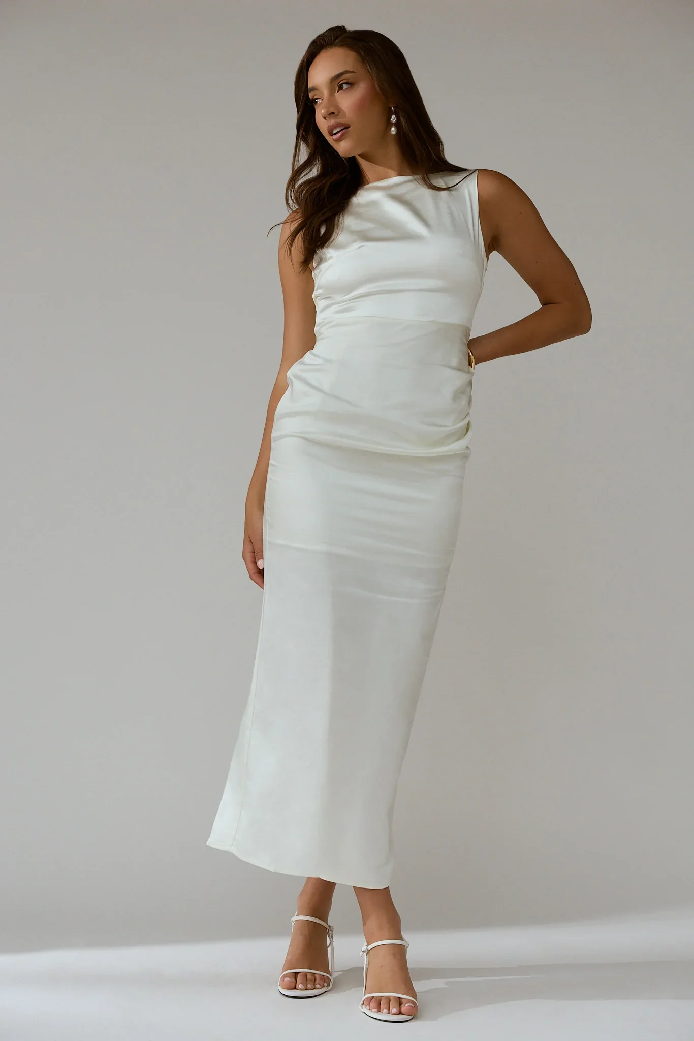 Leila Boat Neck Maxi Dress Ivory