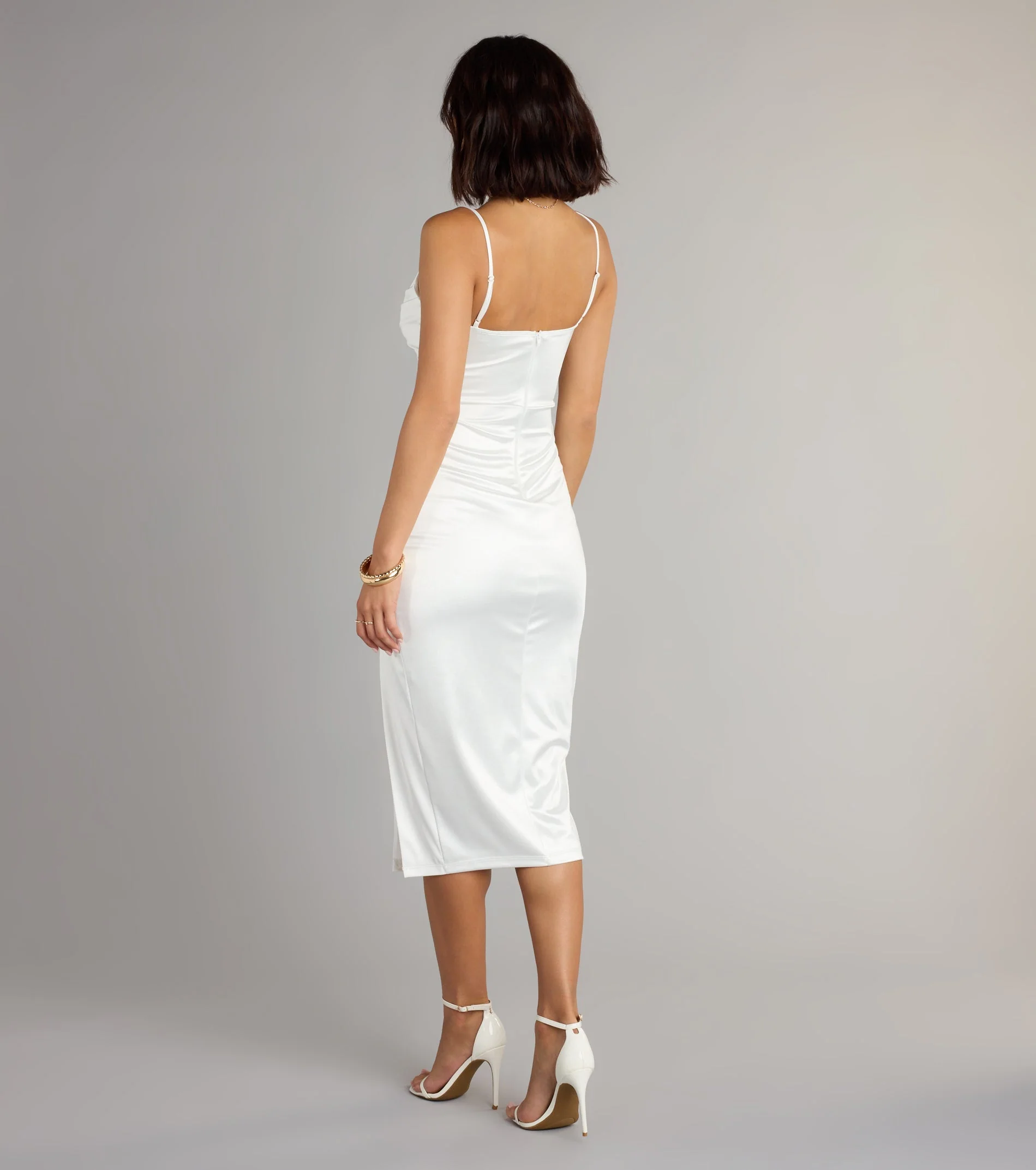 Melody Satin Slit Midi Formal Dress