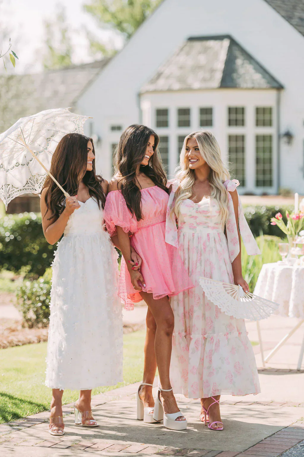 Rosie Shoulder Tie Midi DressPink