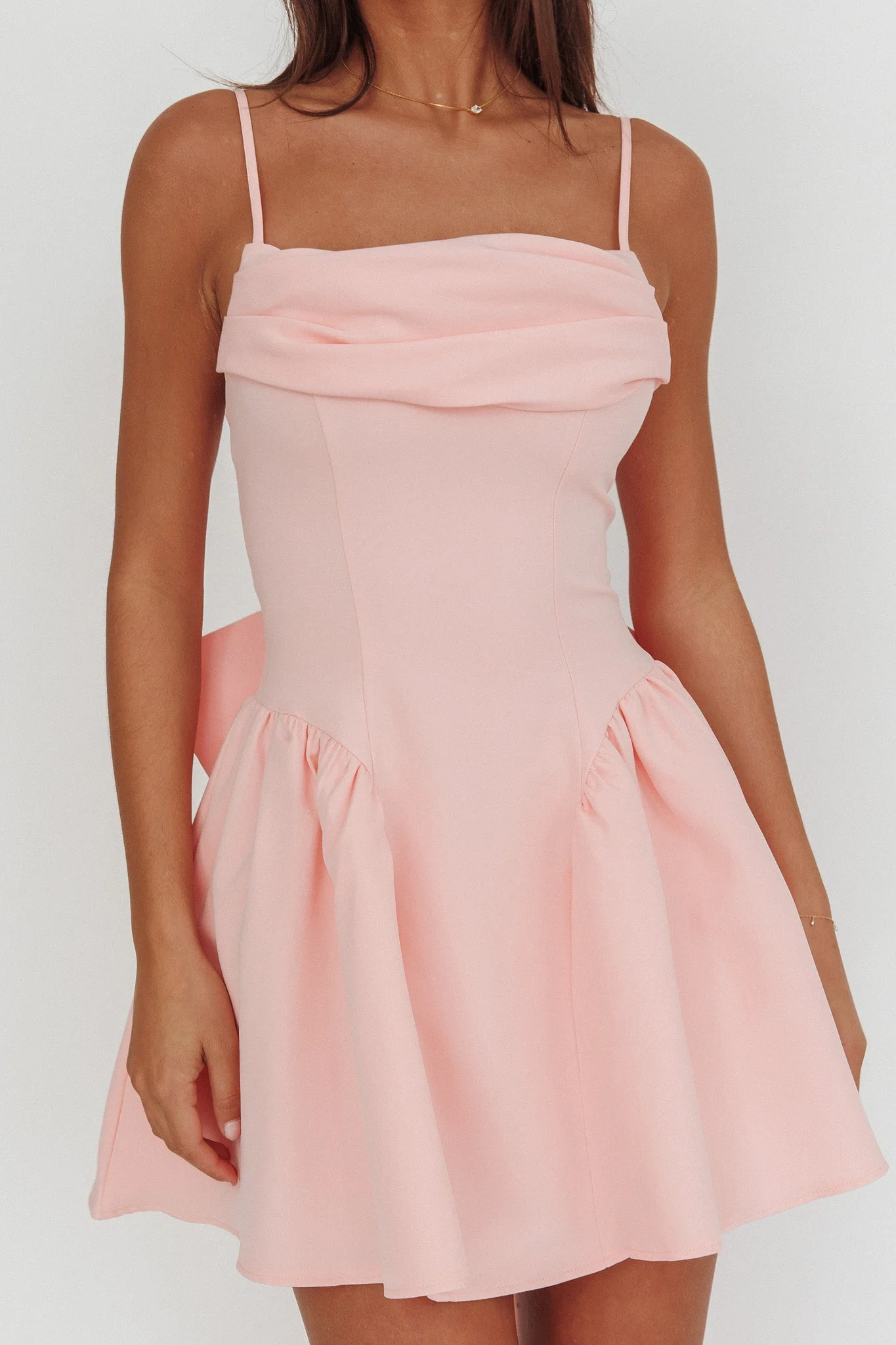 Wilder Oversized Back Bow Mini Dress Pink