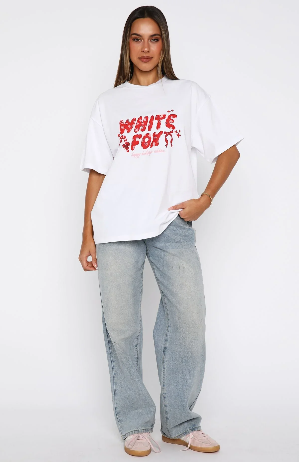 Christmas Feeling Oversized Tee White