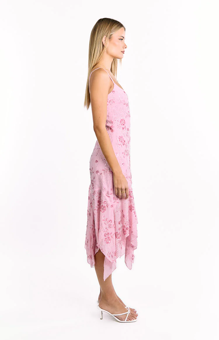 Another World Pink Sequin Midi Dress