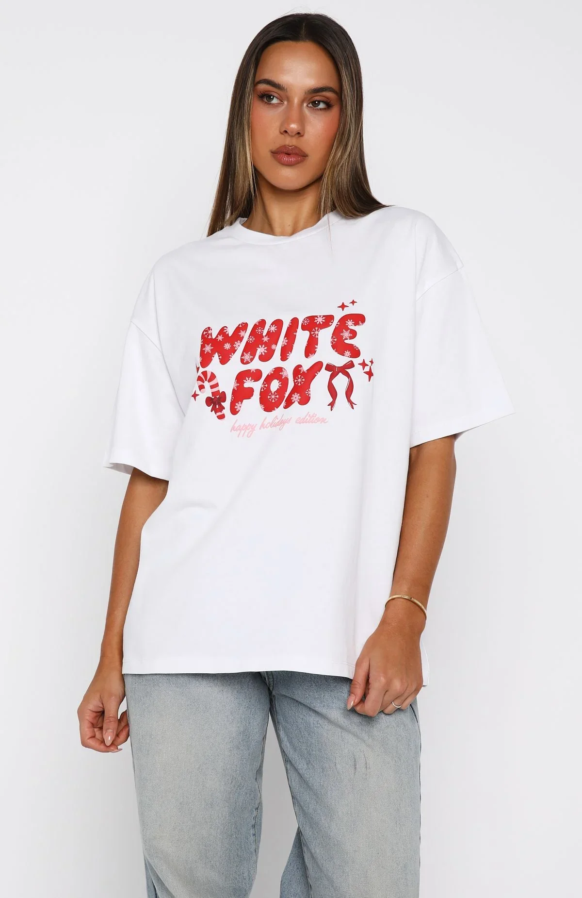 Christmas Feeling Oversized Tee White