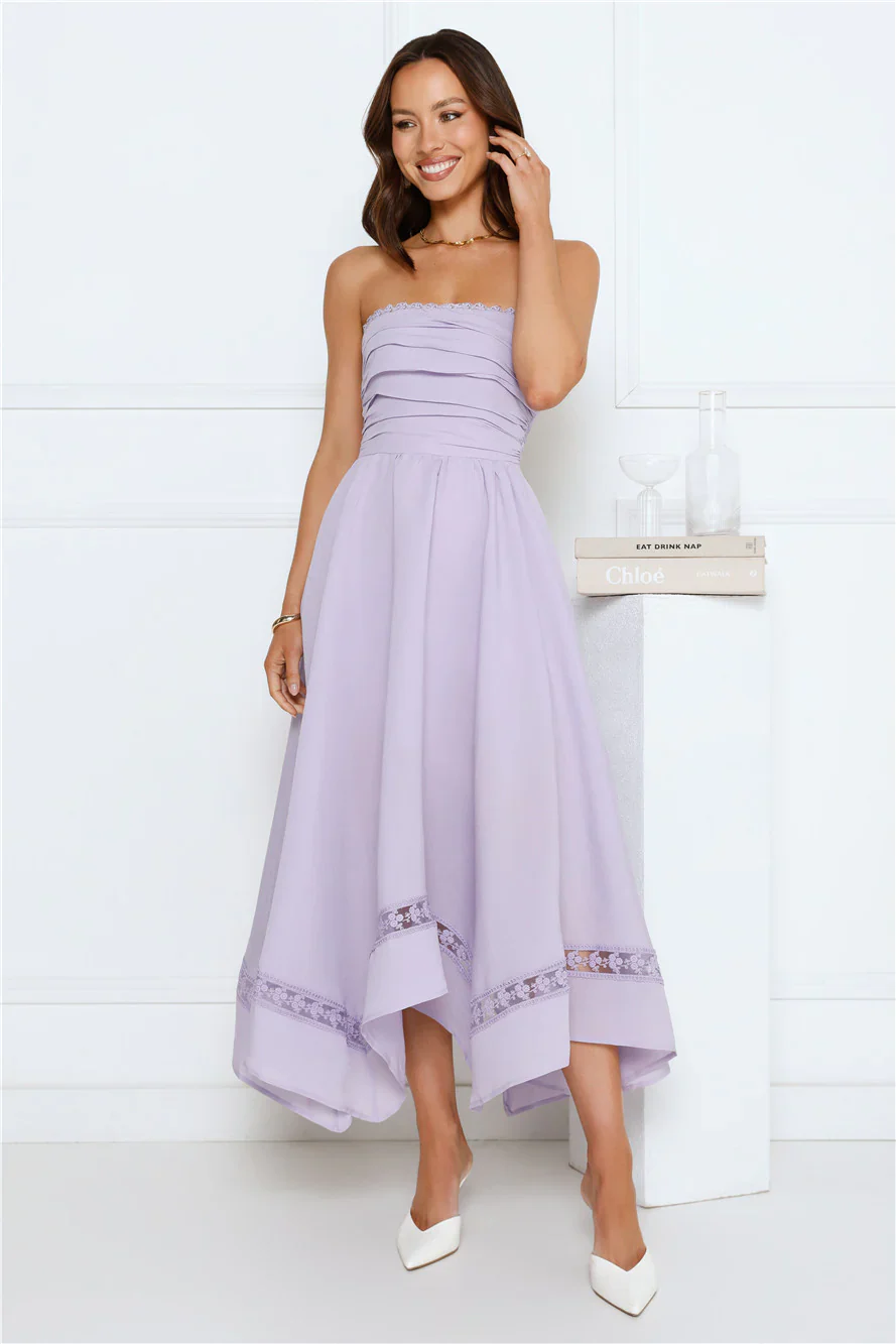 Visit The Moon Strapless Midi Dress Lilac