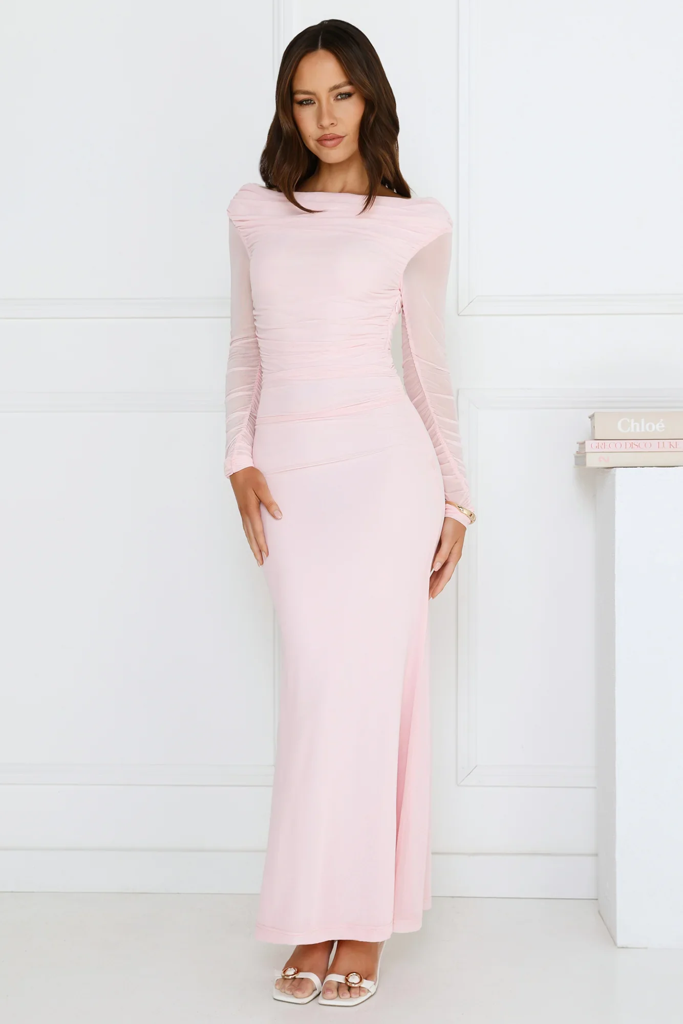 Love Chaser Mesh Long Sleeve Maxi Dress