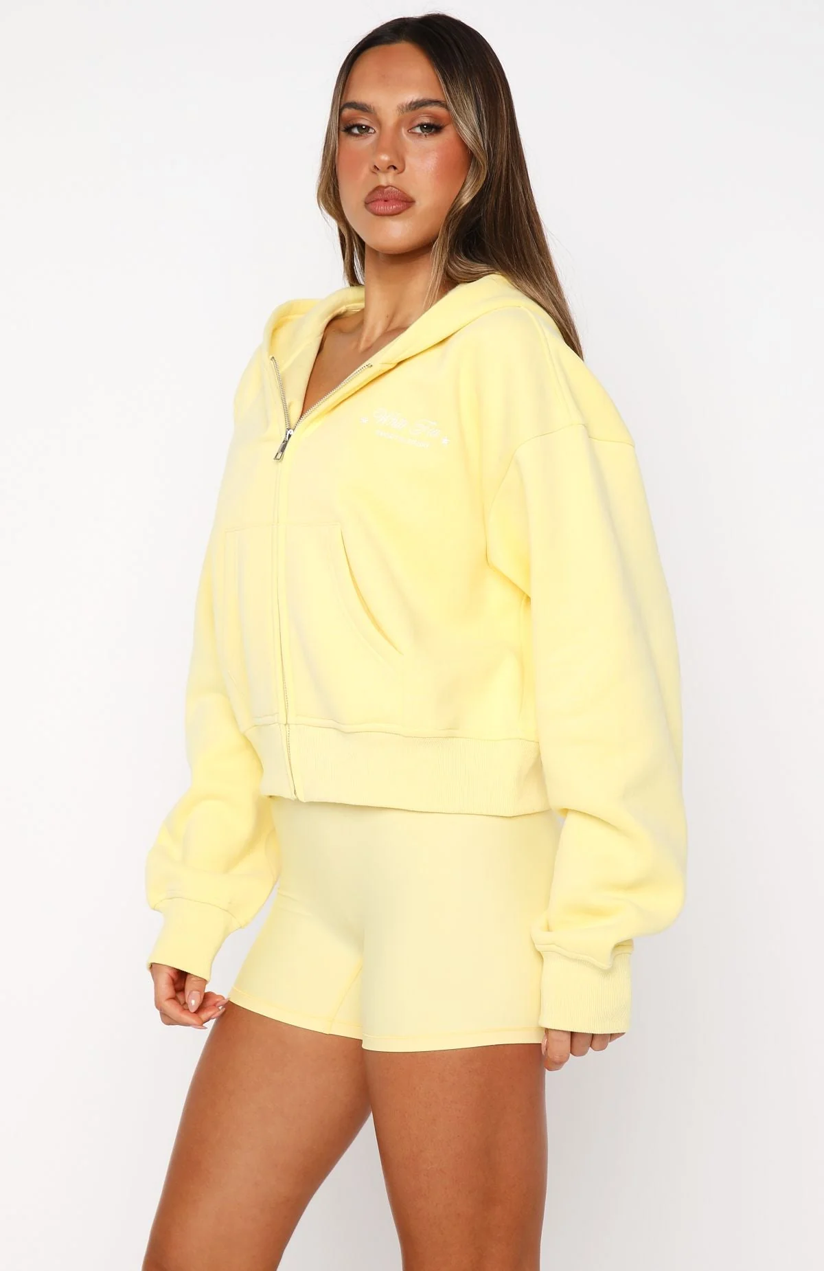 Just Try Again Boxy Zip Front Hoodie Honey
