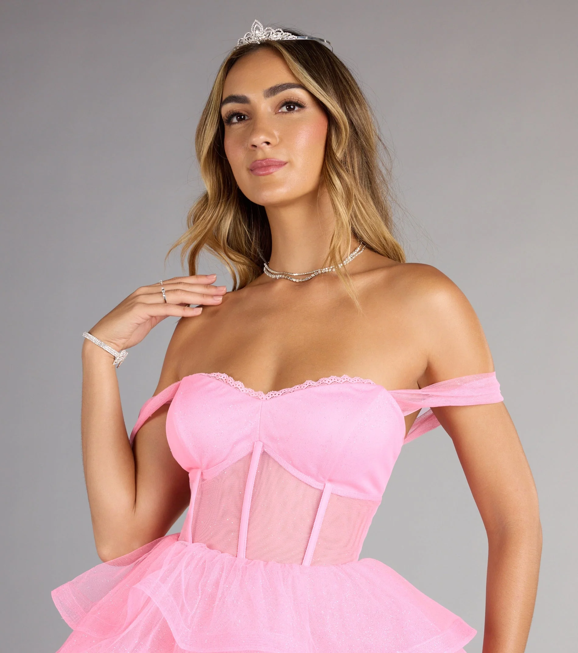 Enchanted Sparkle Glitter Tulle Ruffled Romper