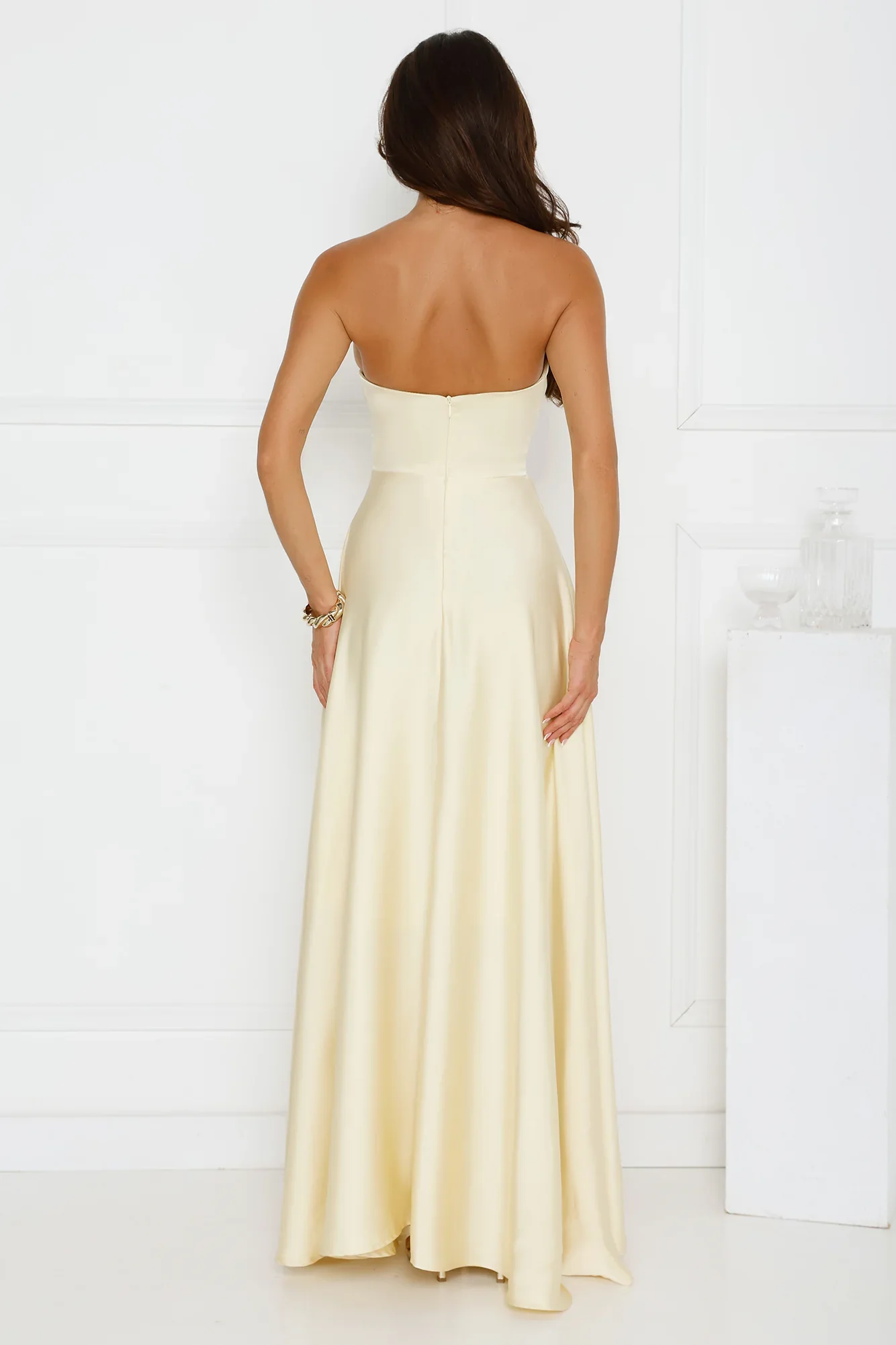 Unspoken Wishes Strapless Satin Maxi Dress