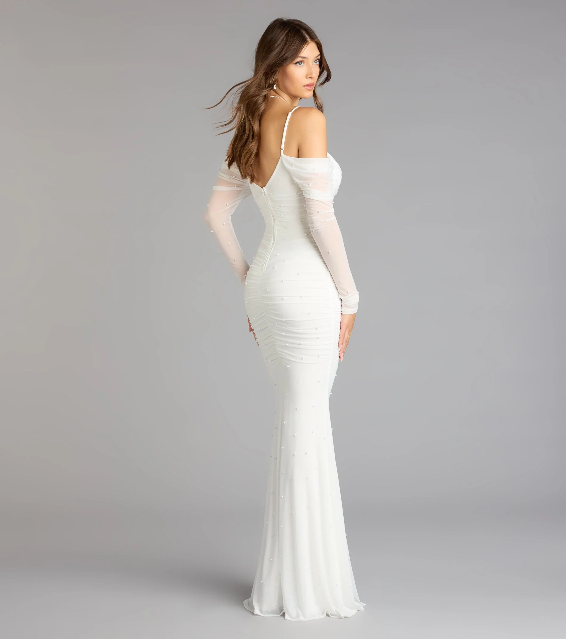 Lindsey Pearl Cold Shoulder Mermaid Formal Dress