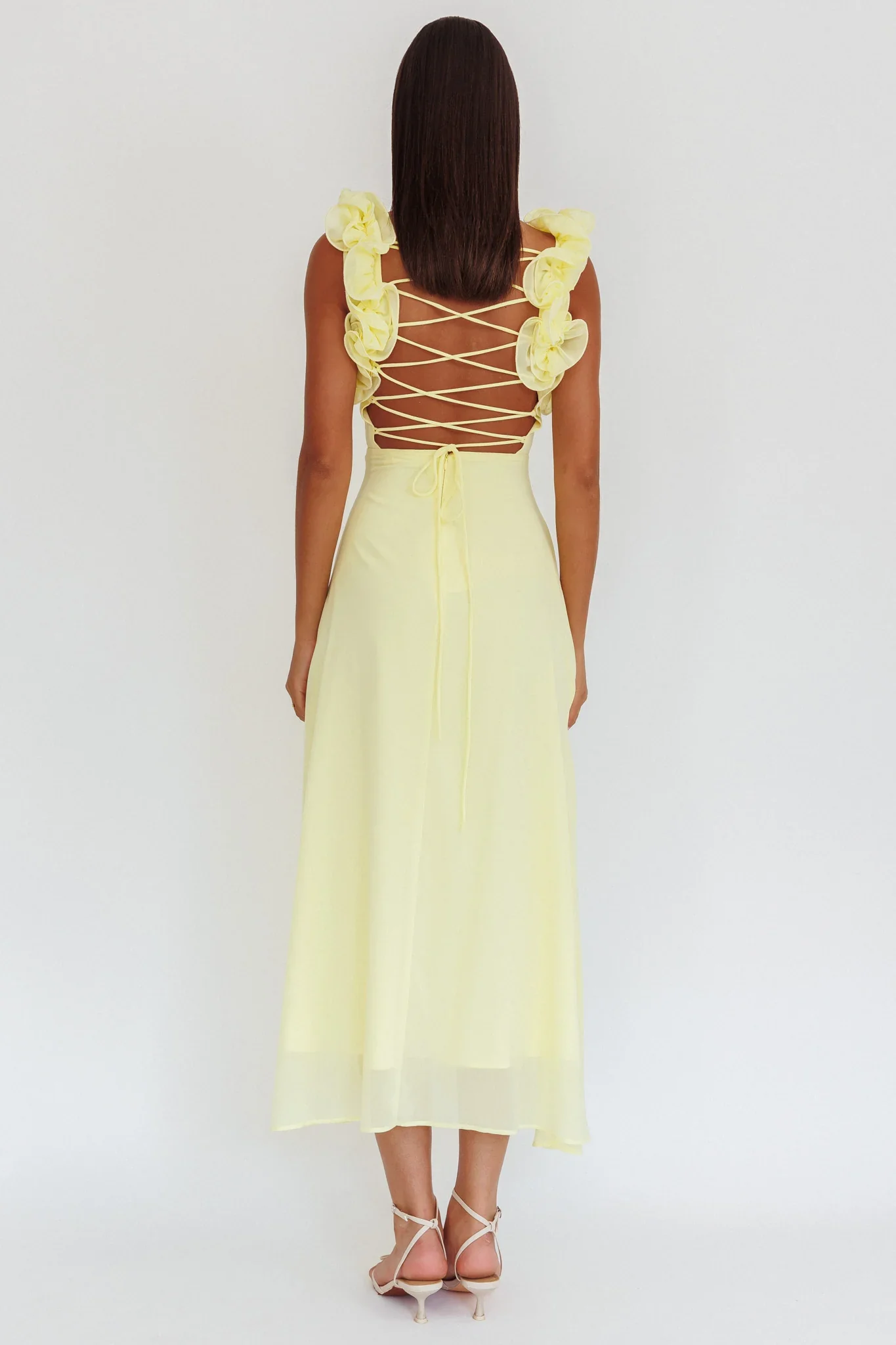 Eloquent Lace-Up Back Maxi Dress Yellow