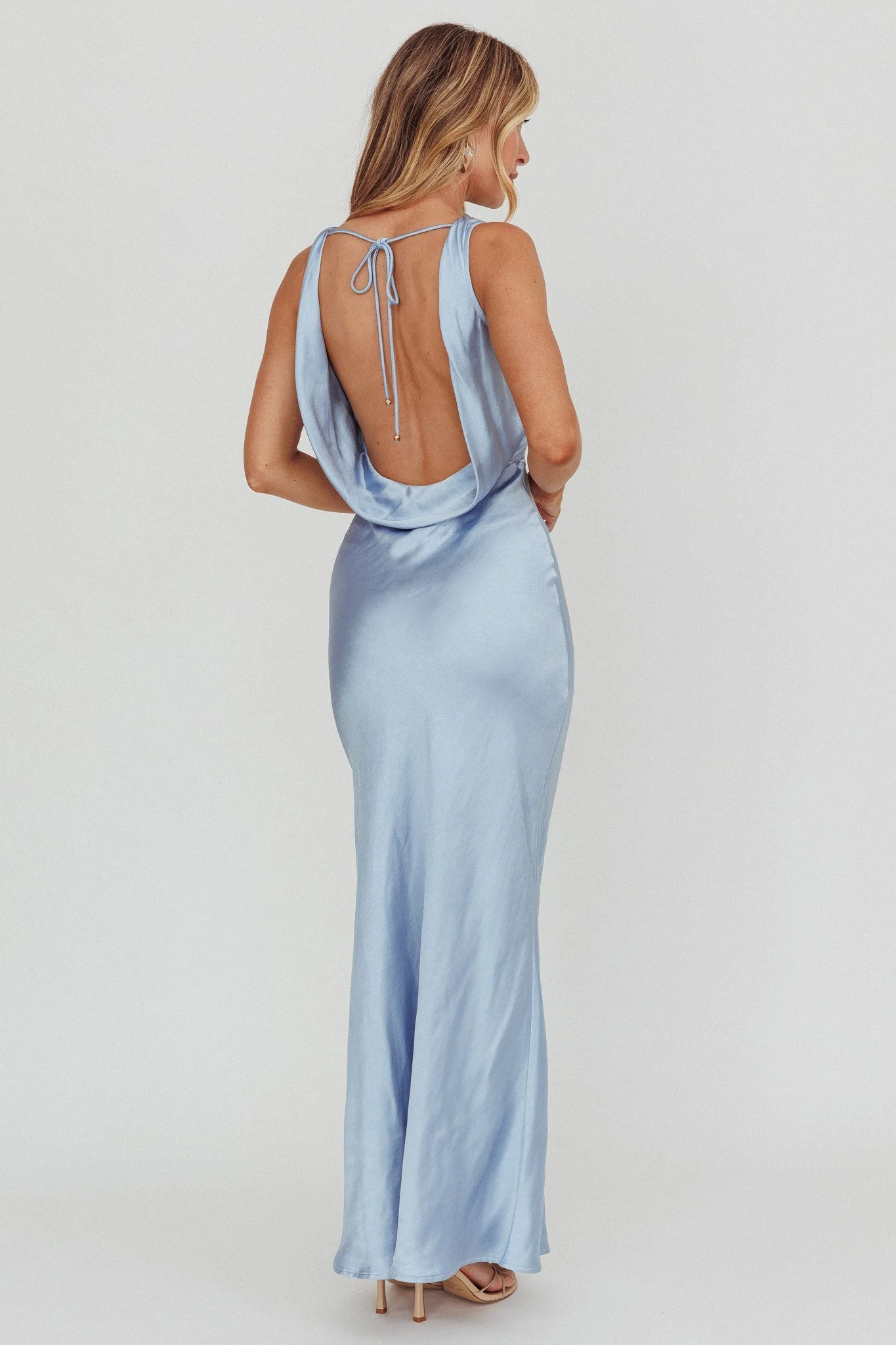 Moon Glow Cowl Neck Maxi Dress Blue