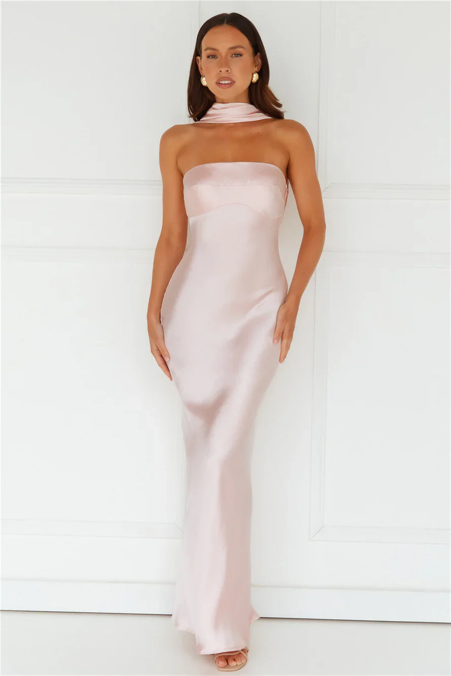 Precious Pearl Satin Maxi Dress