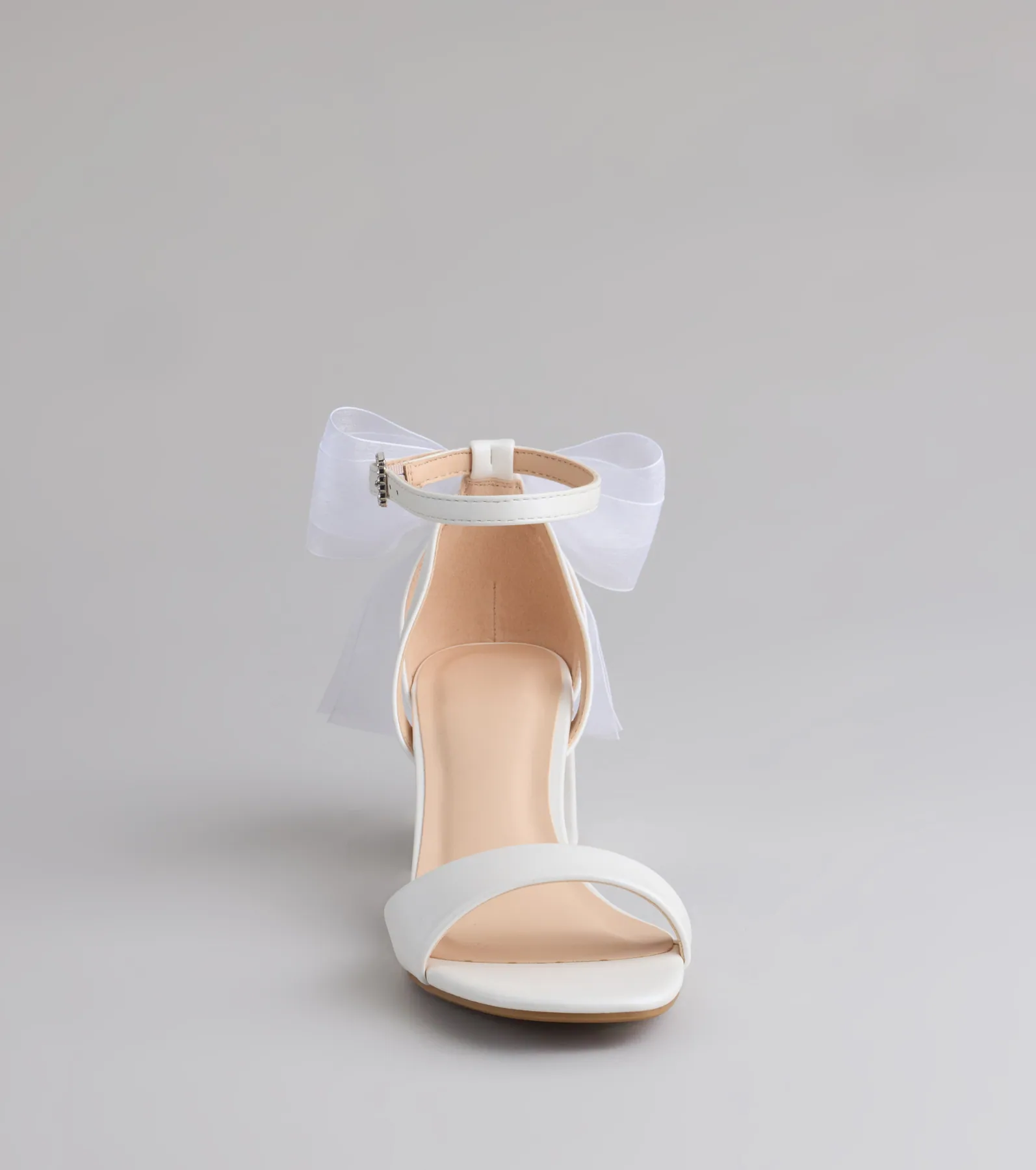 So Pretty Chiffon Bow Satin Block Heels