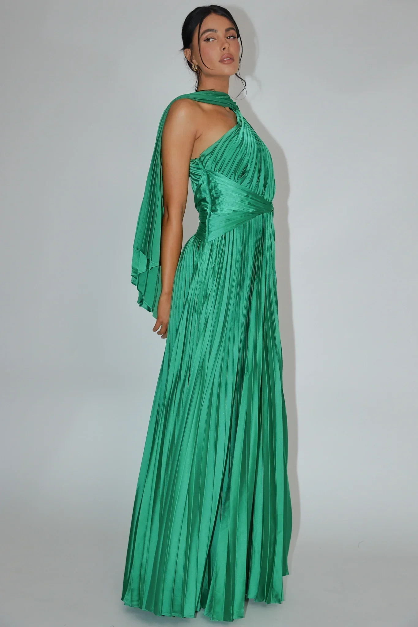 Laxmi Accordion Pleat Maxi Dress Kelly Green