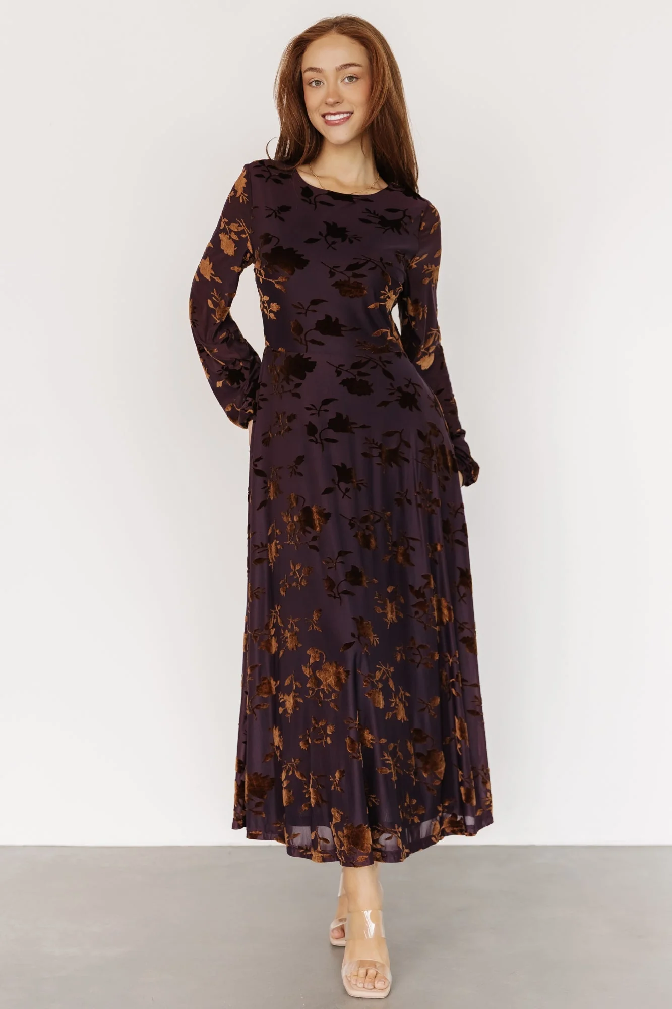 Thora Velvet Dress | Deep Plum + Bronze