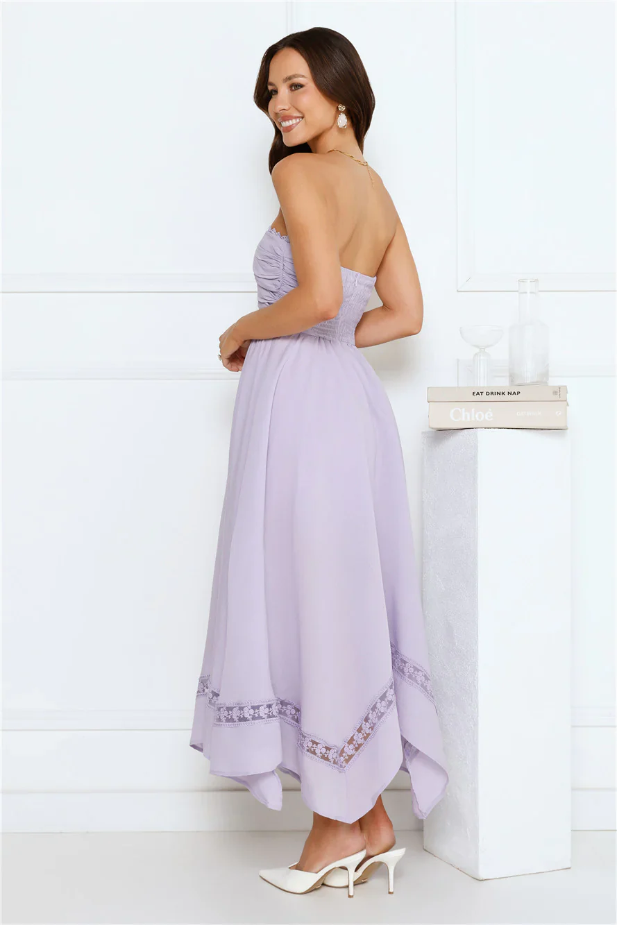 Visit The Moon Strapless Midi Dress Lilac