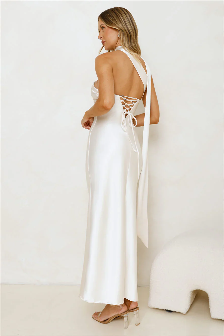 Be Noticed Strapless Satin Maxi Dress