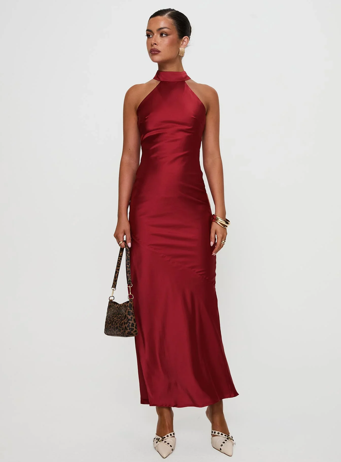Mordecai Halter Maxi Dress Burgundy