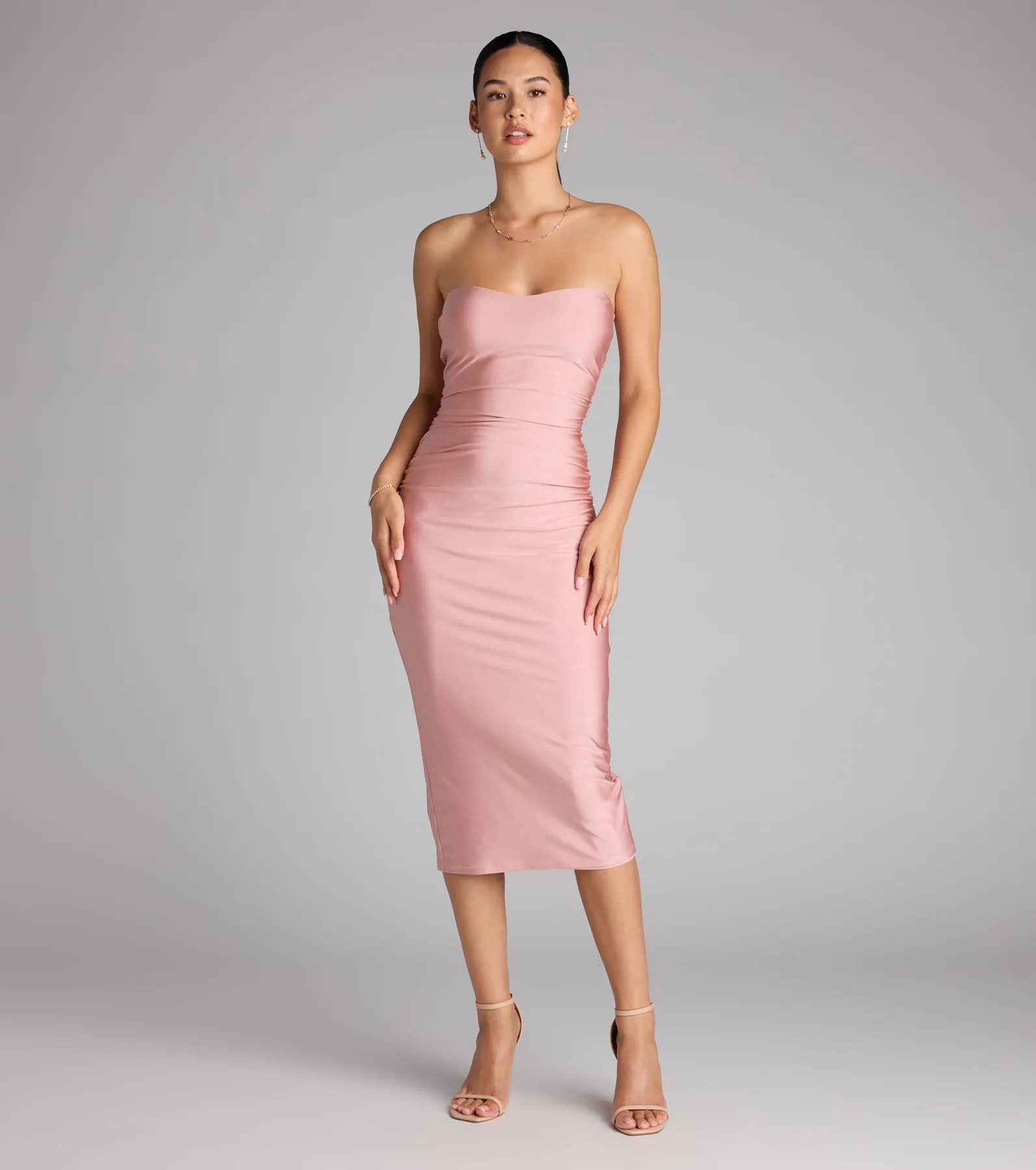 Fabulous Allure Strapless Bodycon Midi Dress