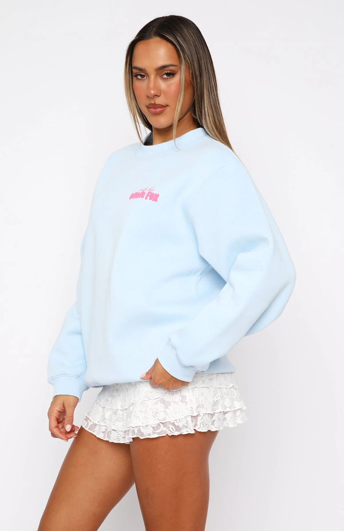 With Love & Romance Oversized Sweater Baby Blue