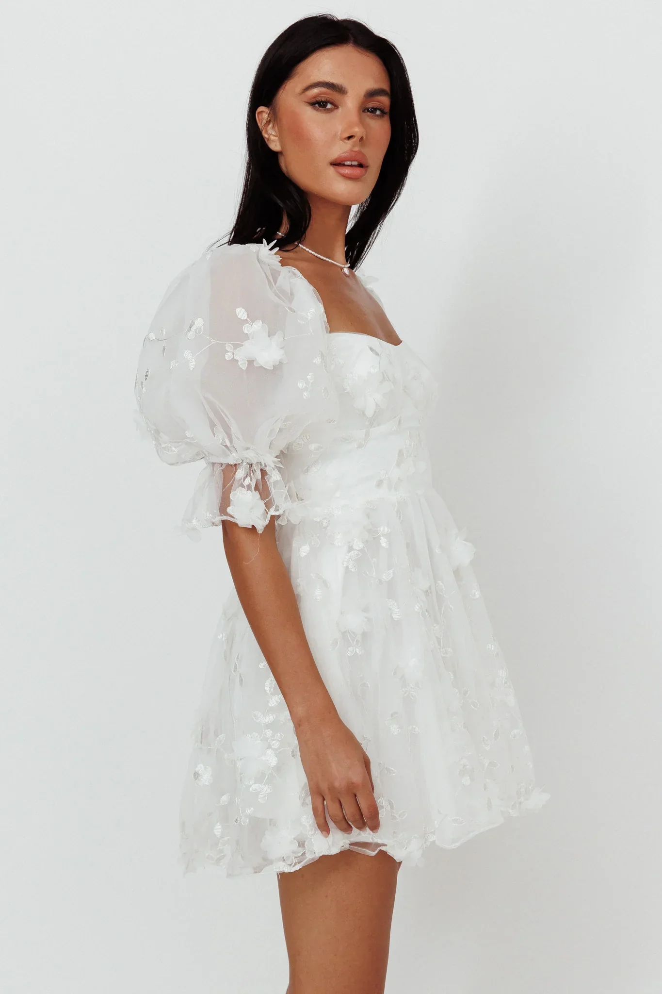 I've Got Sunshine Ruffle Strap Mini Dress Embellished White