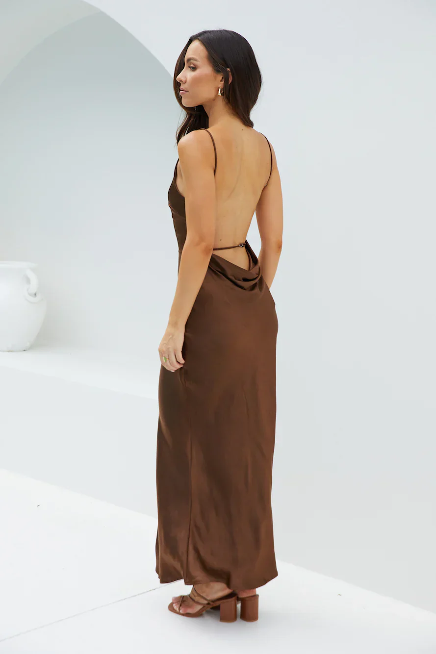 Amber Glow Maxi Dress Brown