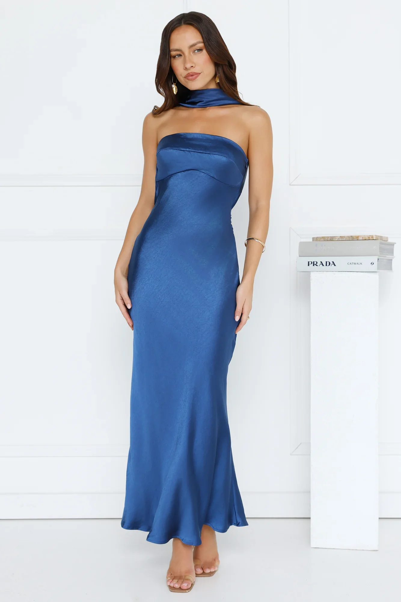 Precious Pearl Satin Maxi Dress