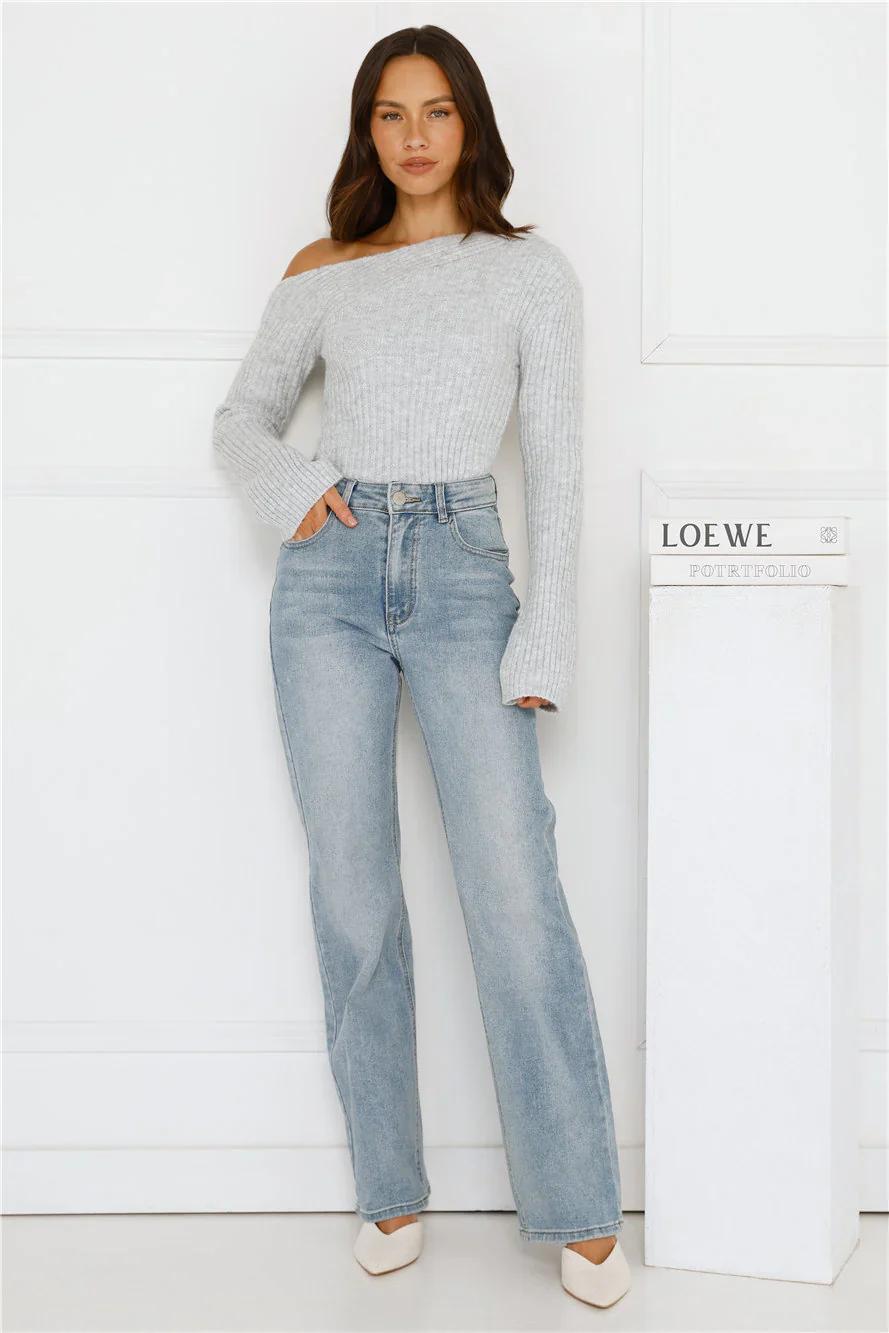 Winter Date Knitted Top Grey