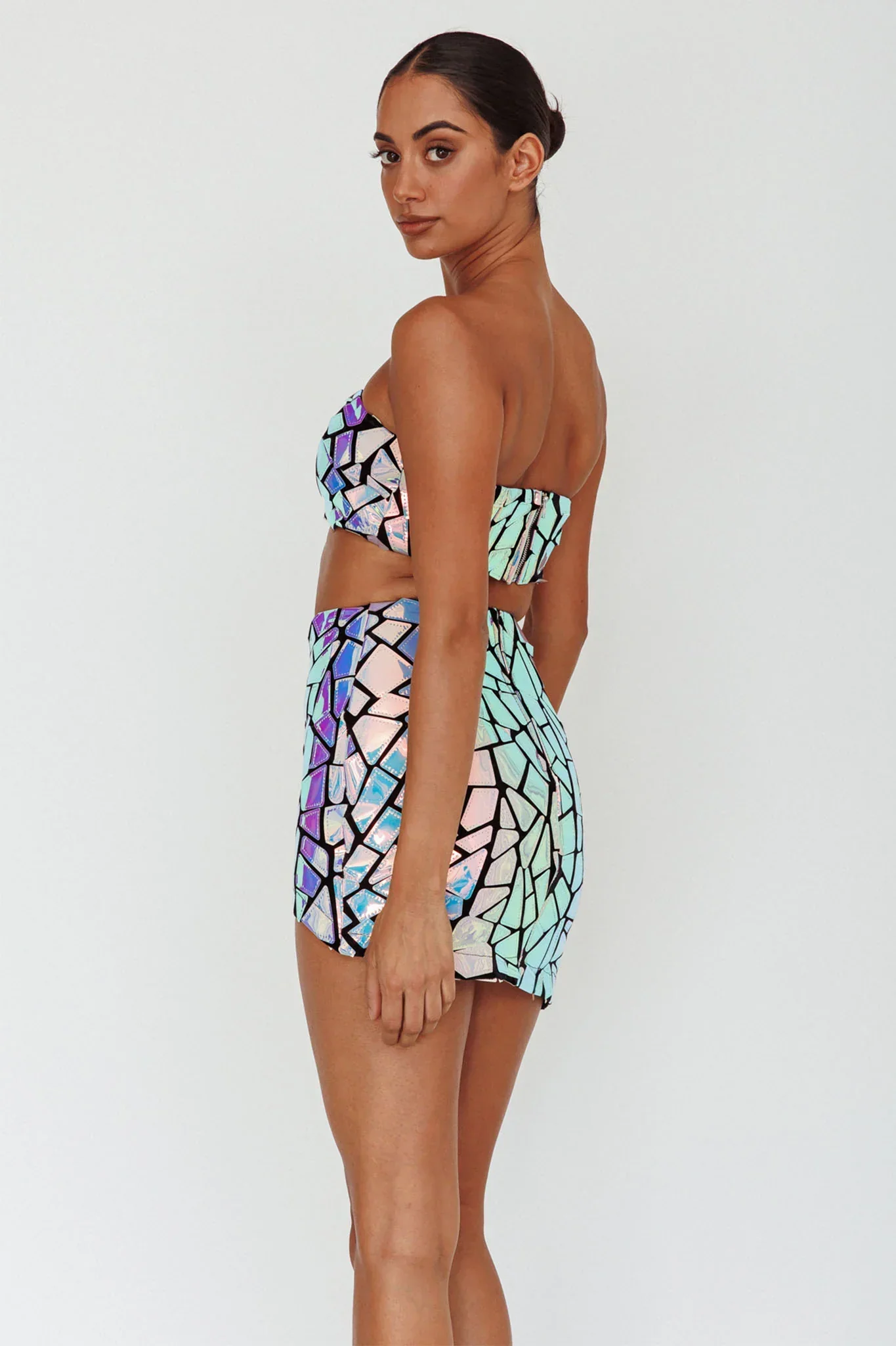 El Camino Mosaic Mini Skirt Silver