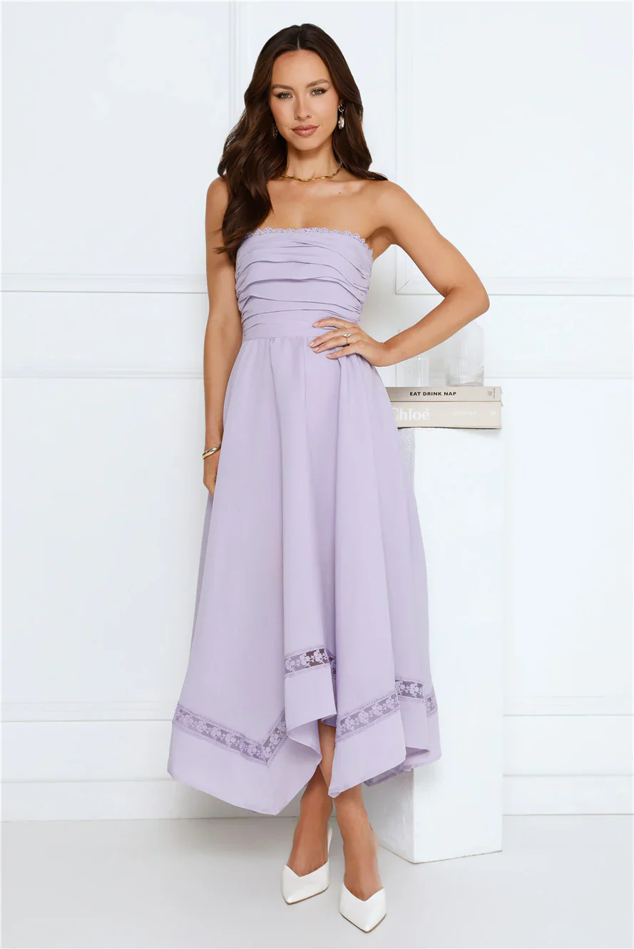 Visit The Moon Strapless Midi Dress Lilac