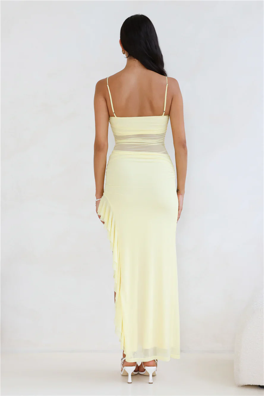 Golden Embrace Mesh Maxi Dress