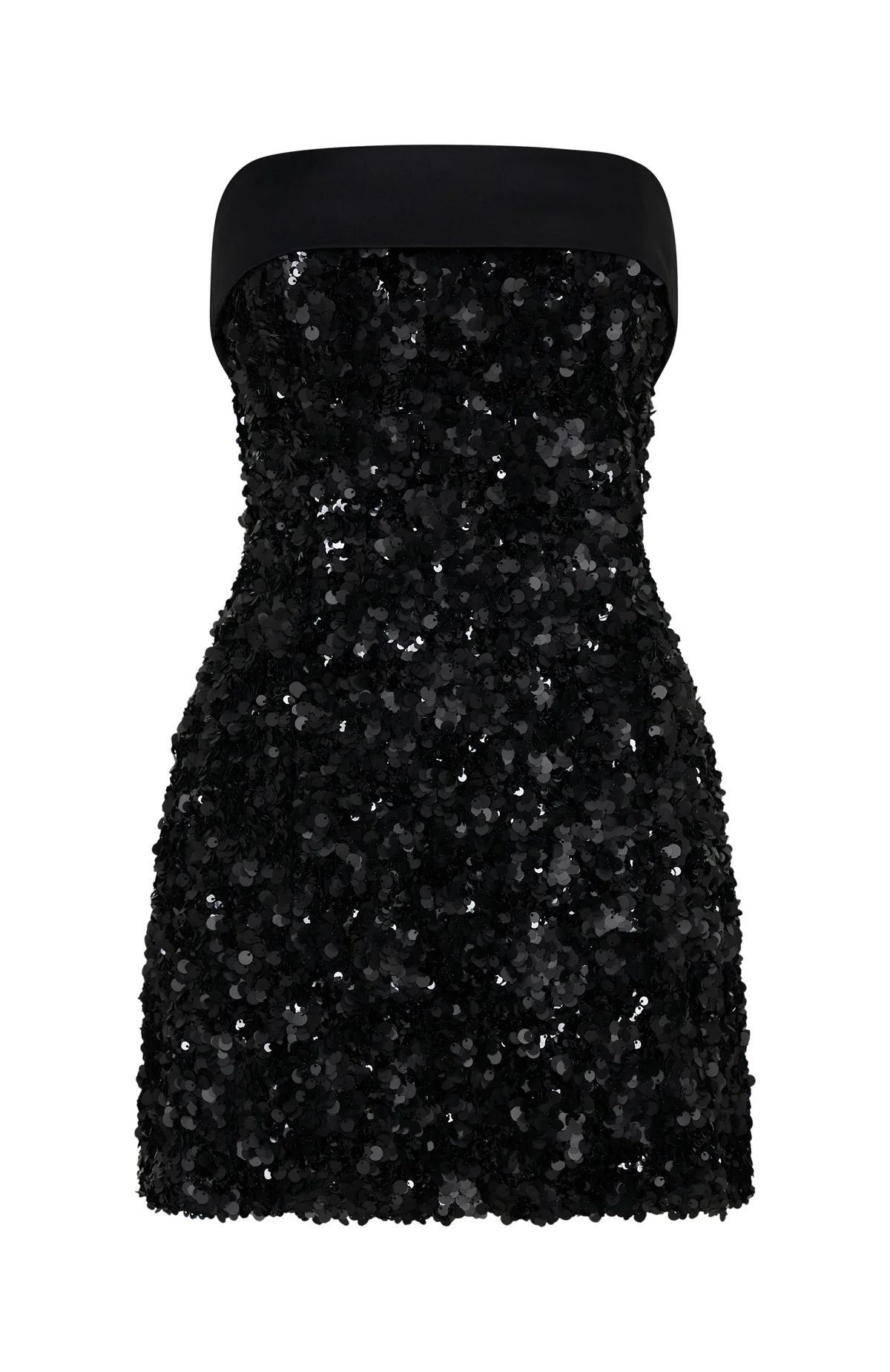 All In Strapless Sequin Mini Dress Black