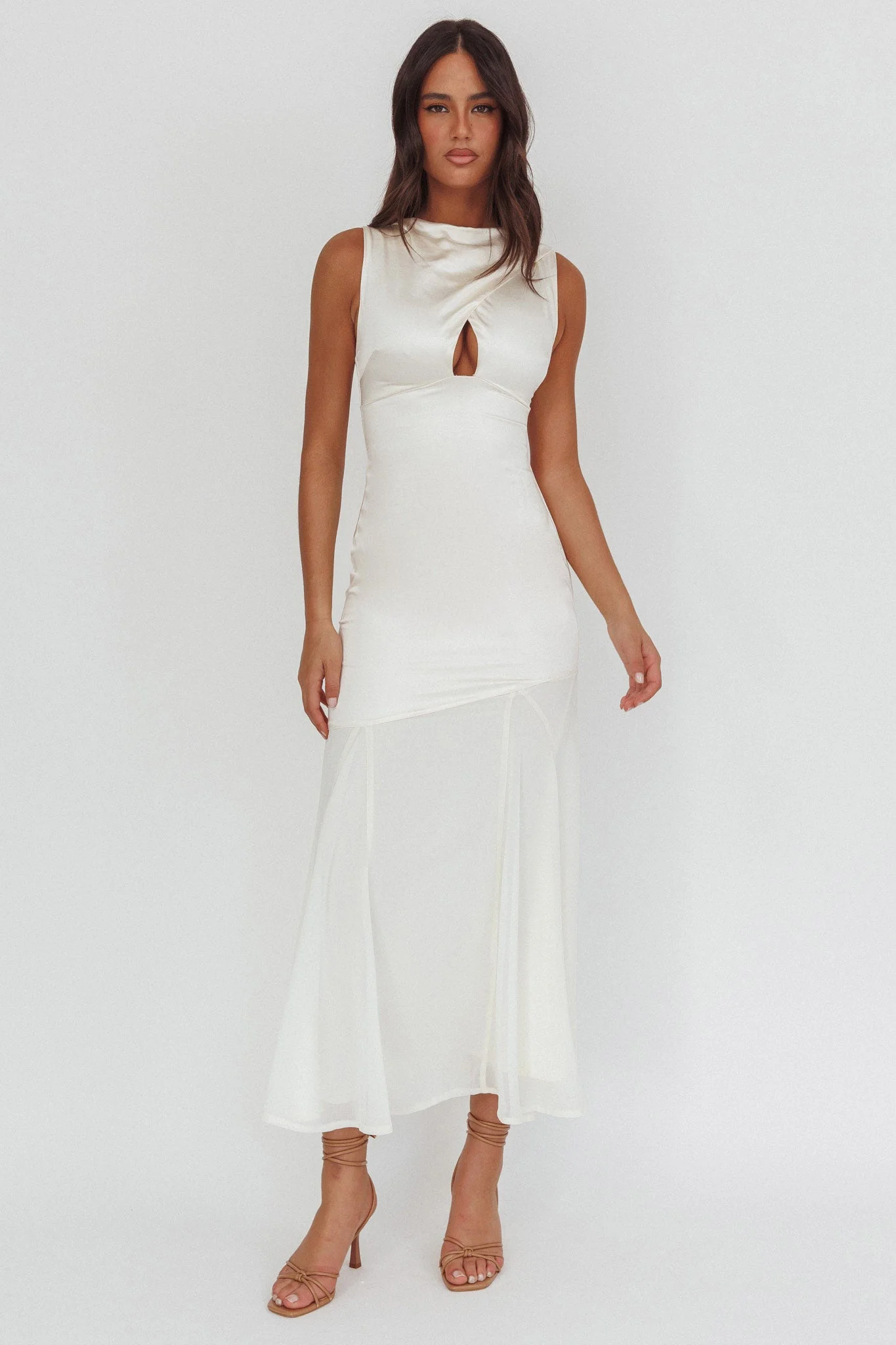 Meliza Keyhole Bust Maxi Dress Oyster