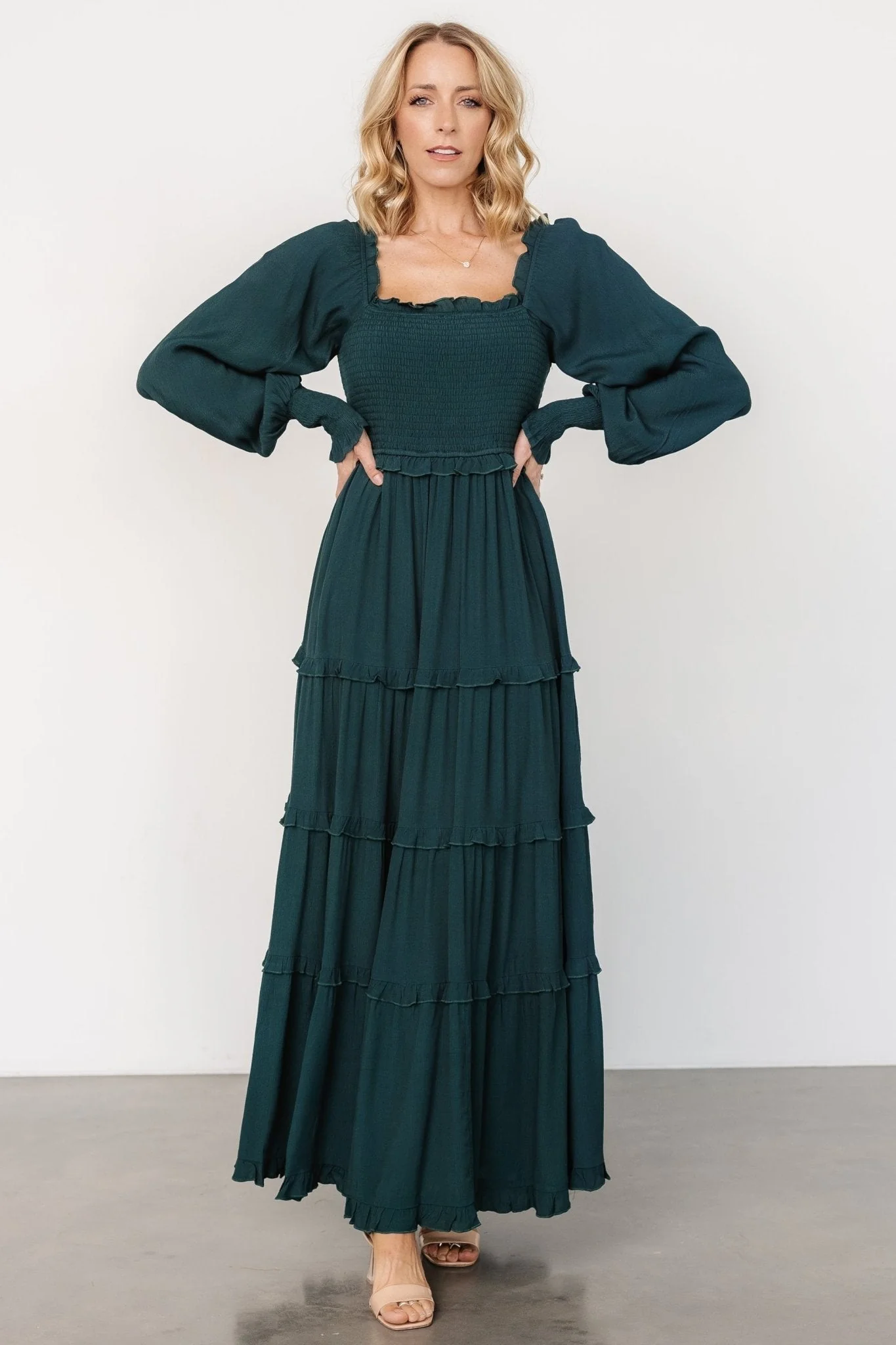 Lana Smocked Maxi Dress | Dark Green
