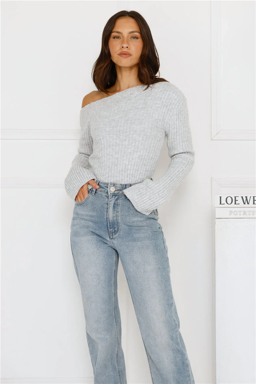 Winter Date Knitted Top Grey