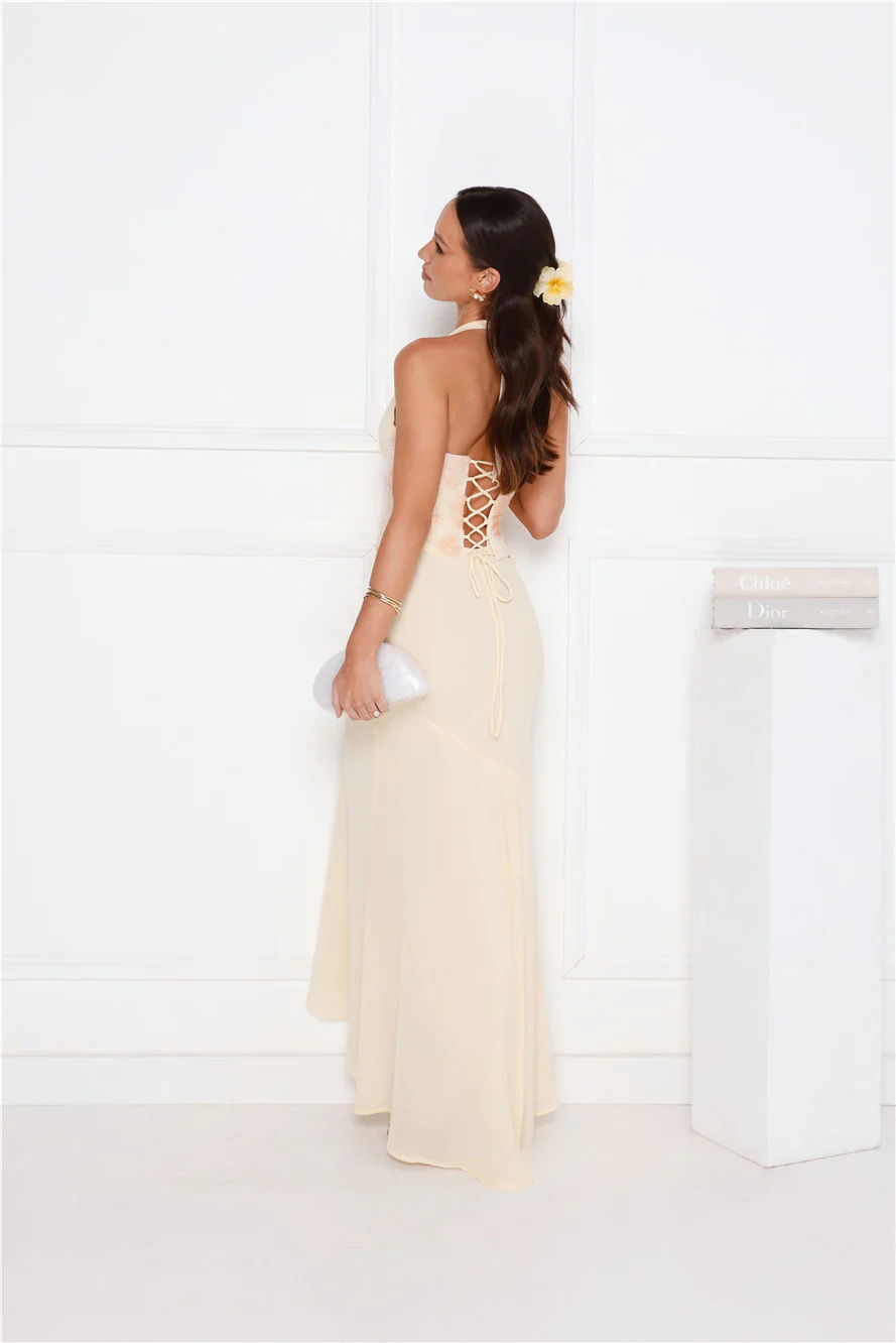 Silver Lining Love Halter Maxi Dress